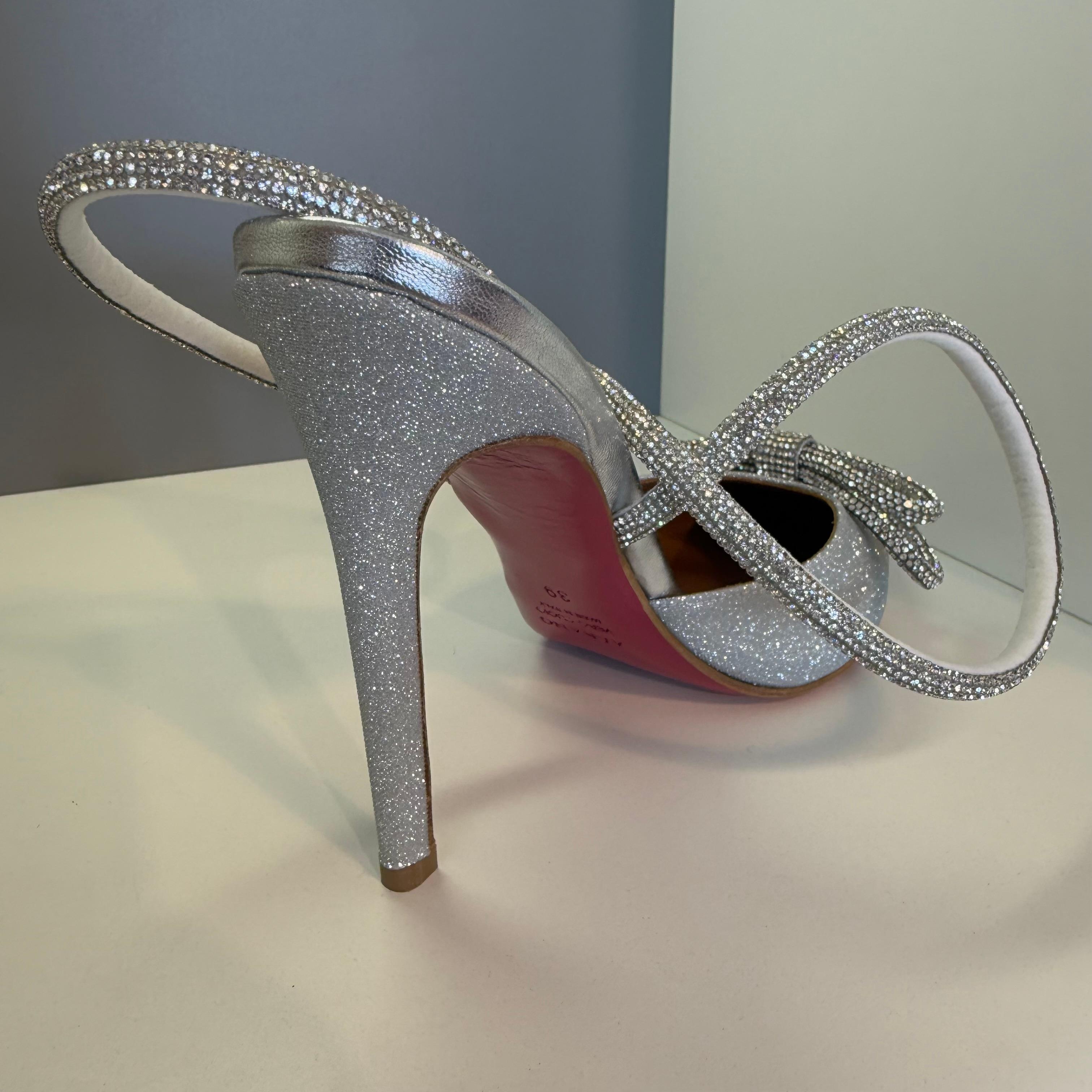Albano Italien Silber- und Strass-Hohe Schuhe IT 39 im Angebot 2