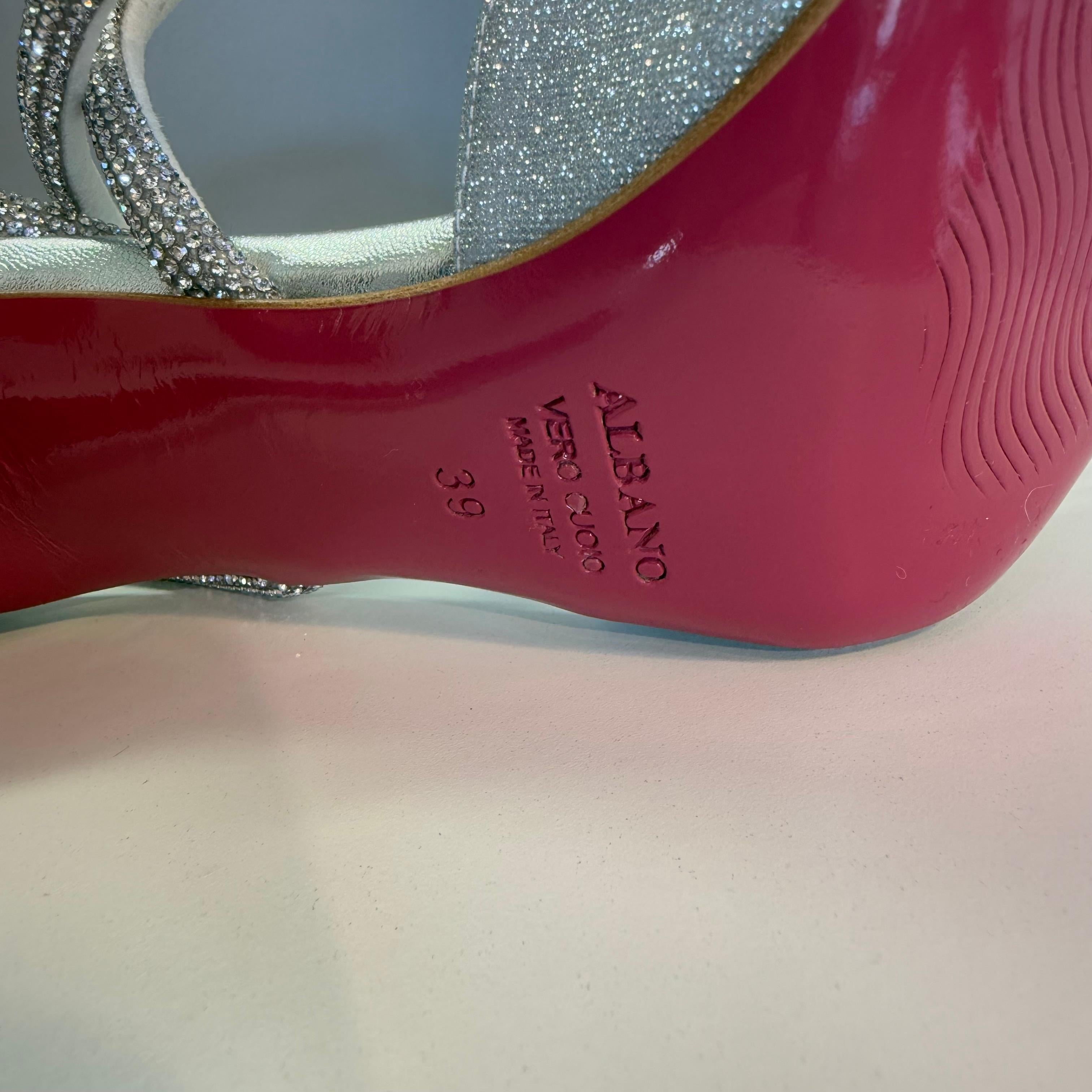 Albano Italien Silber- und Strass-Hohe Schuhe IT 39 im Angebot 4