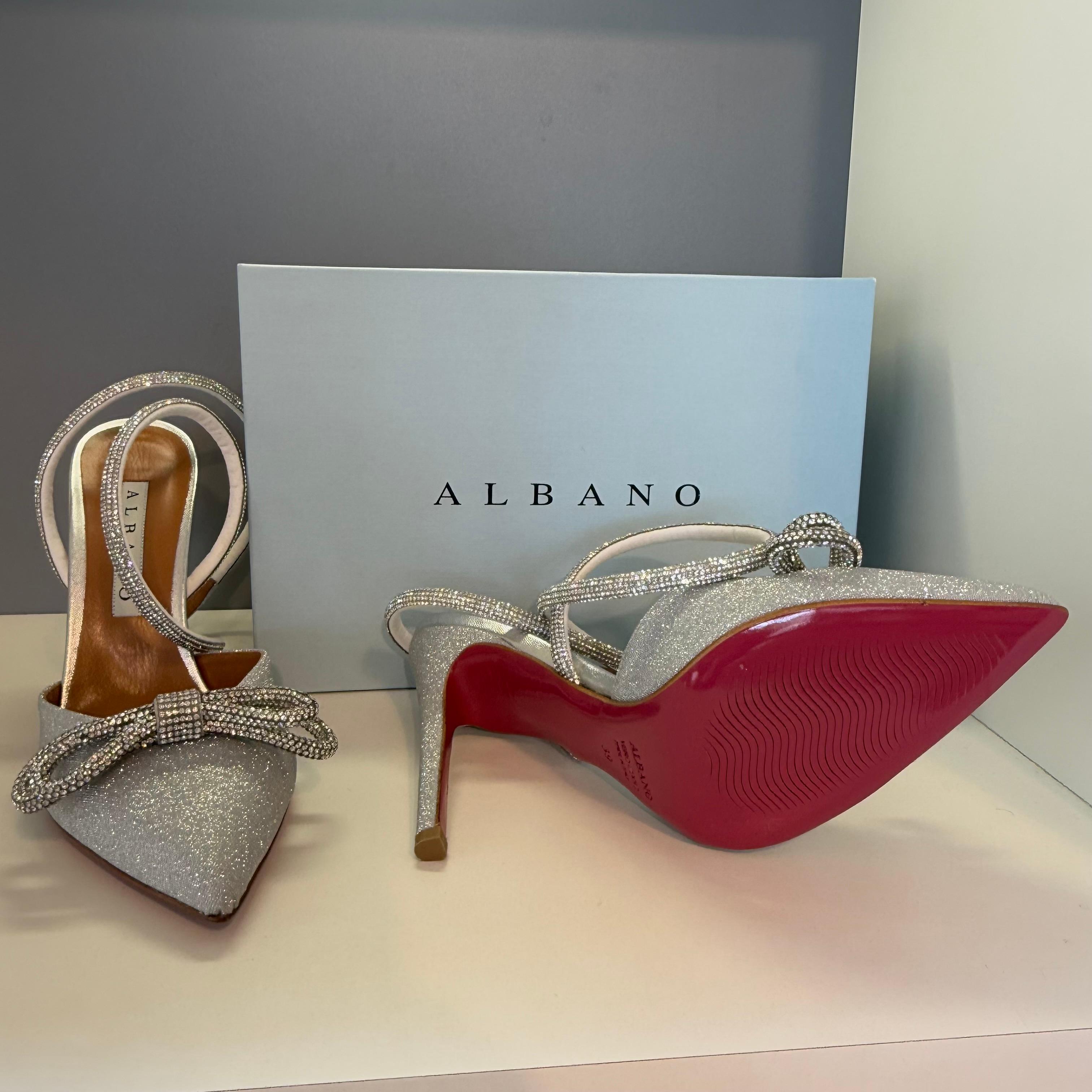 Albano Italien Silber- und Strass-Hohe Schuhe IT 39 im Angebot 5