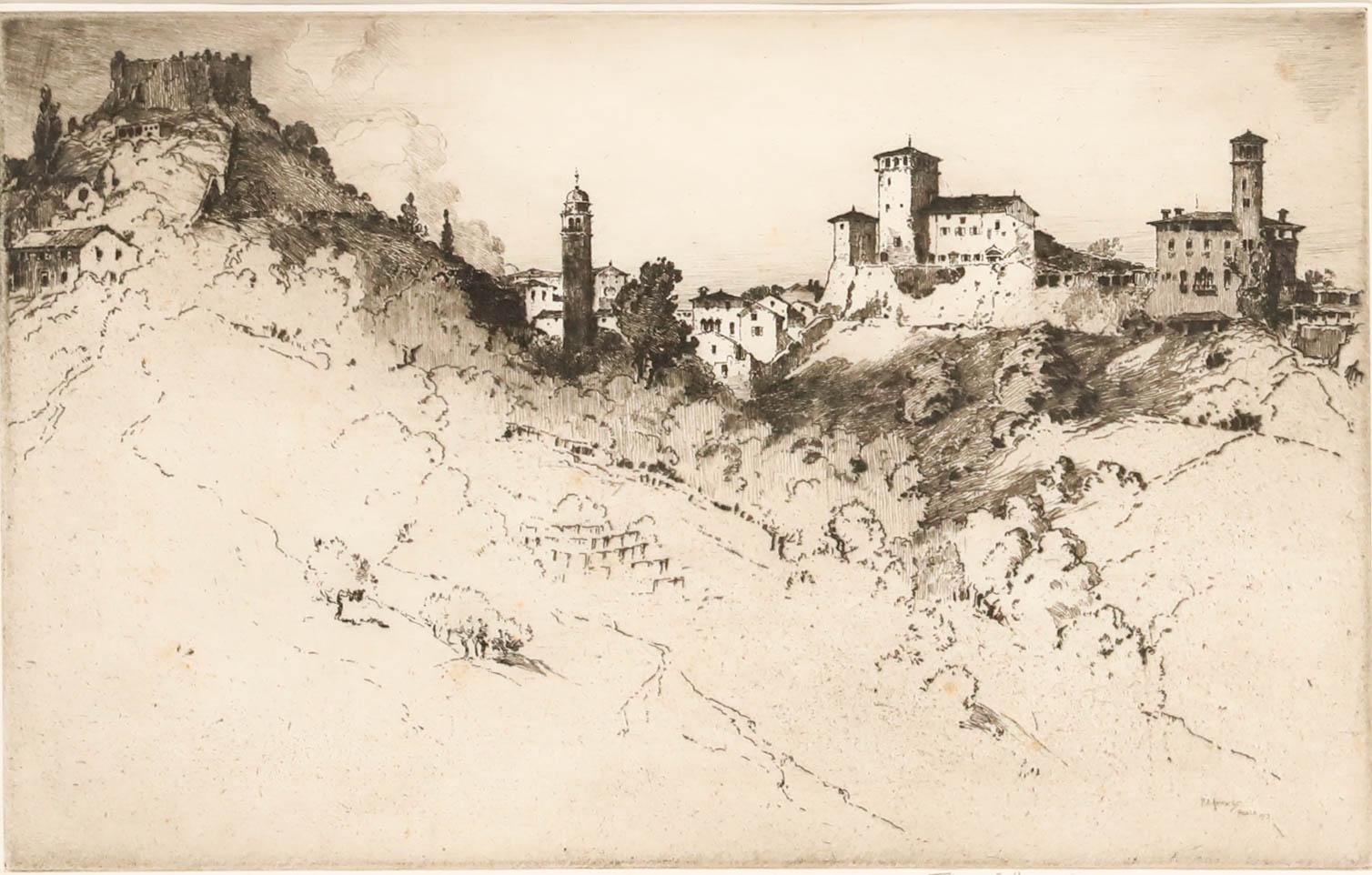 Albany E. Howarth (1872-1936) - Radierung aus dem Jahr 1913, Ansicht von Asolo im Angebot 1