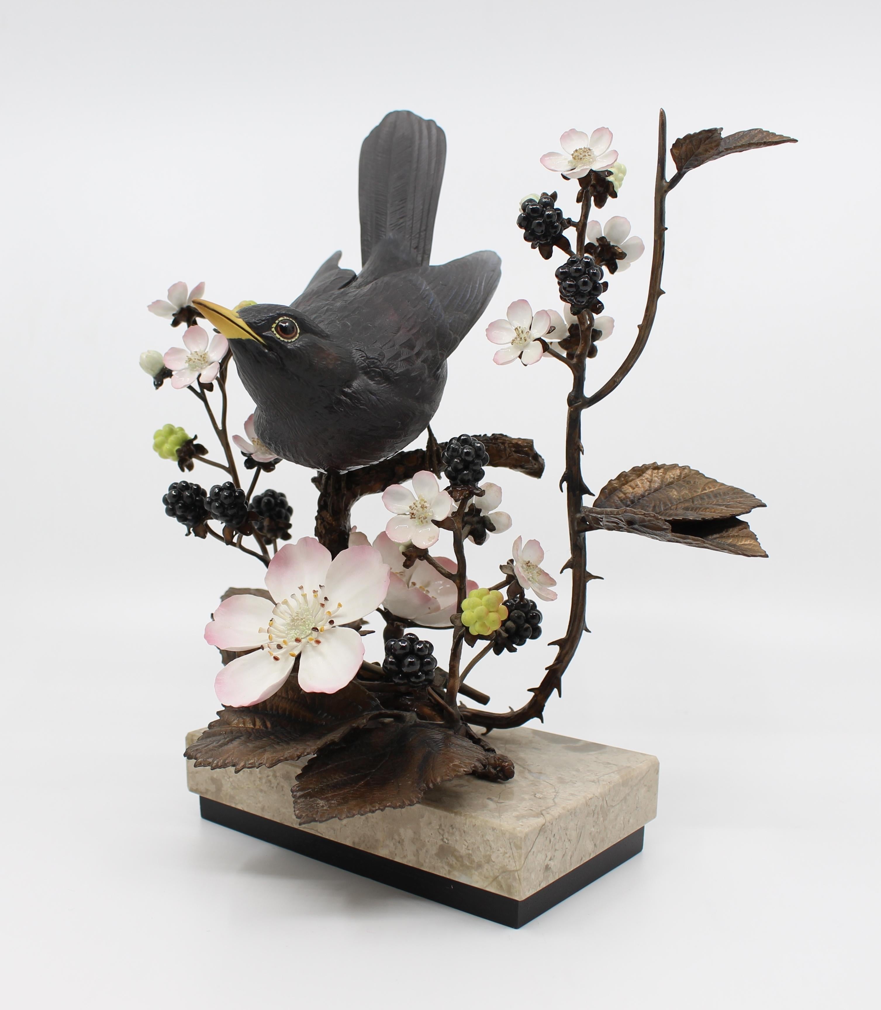 Manufacturer Albany Fine China Ltd England, Worcester
Title Blackbird
Composition porcelain sculpture on bronze mount with marble and wood base
Measures: Height 23 cm / 9 in
Modeller David Burnham-Smith
Limited Edition 426 of 500
Condition