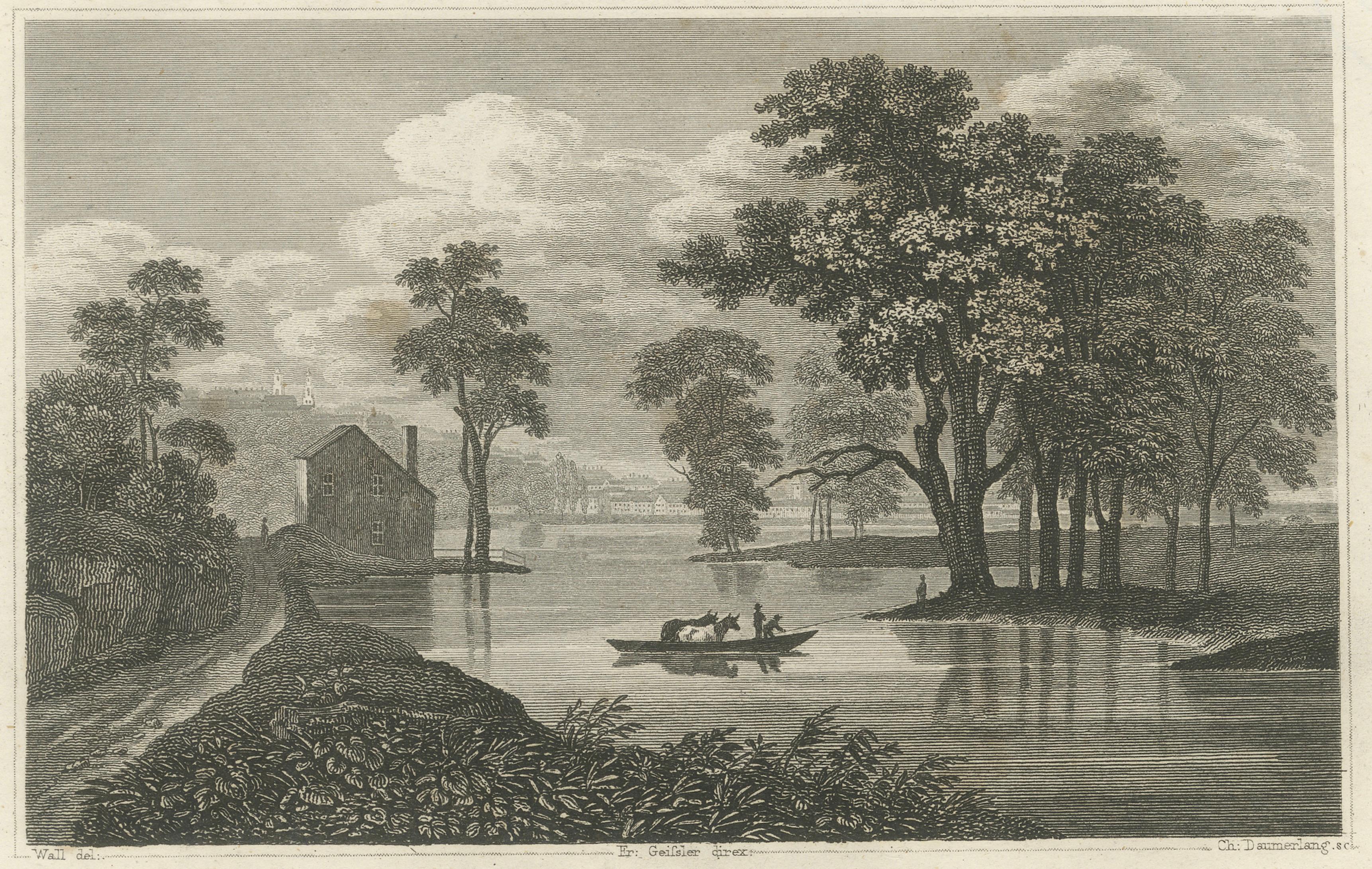 Albany New York Hudson River View – Antique Steel Engraving 19th Century