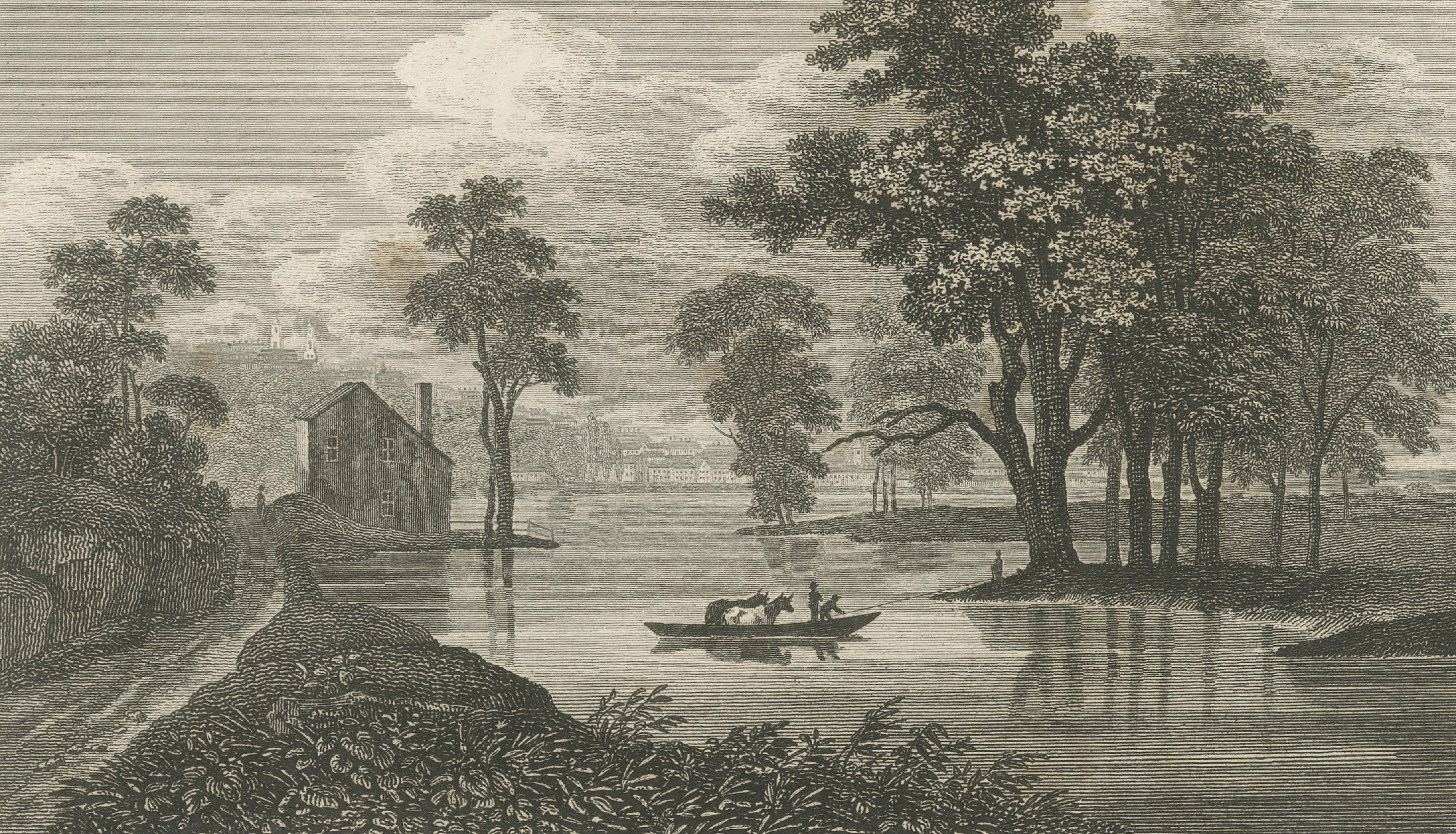 Albany New York Hudson River View – Antique Steel Engraving 19th Century
