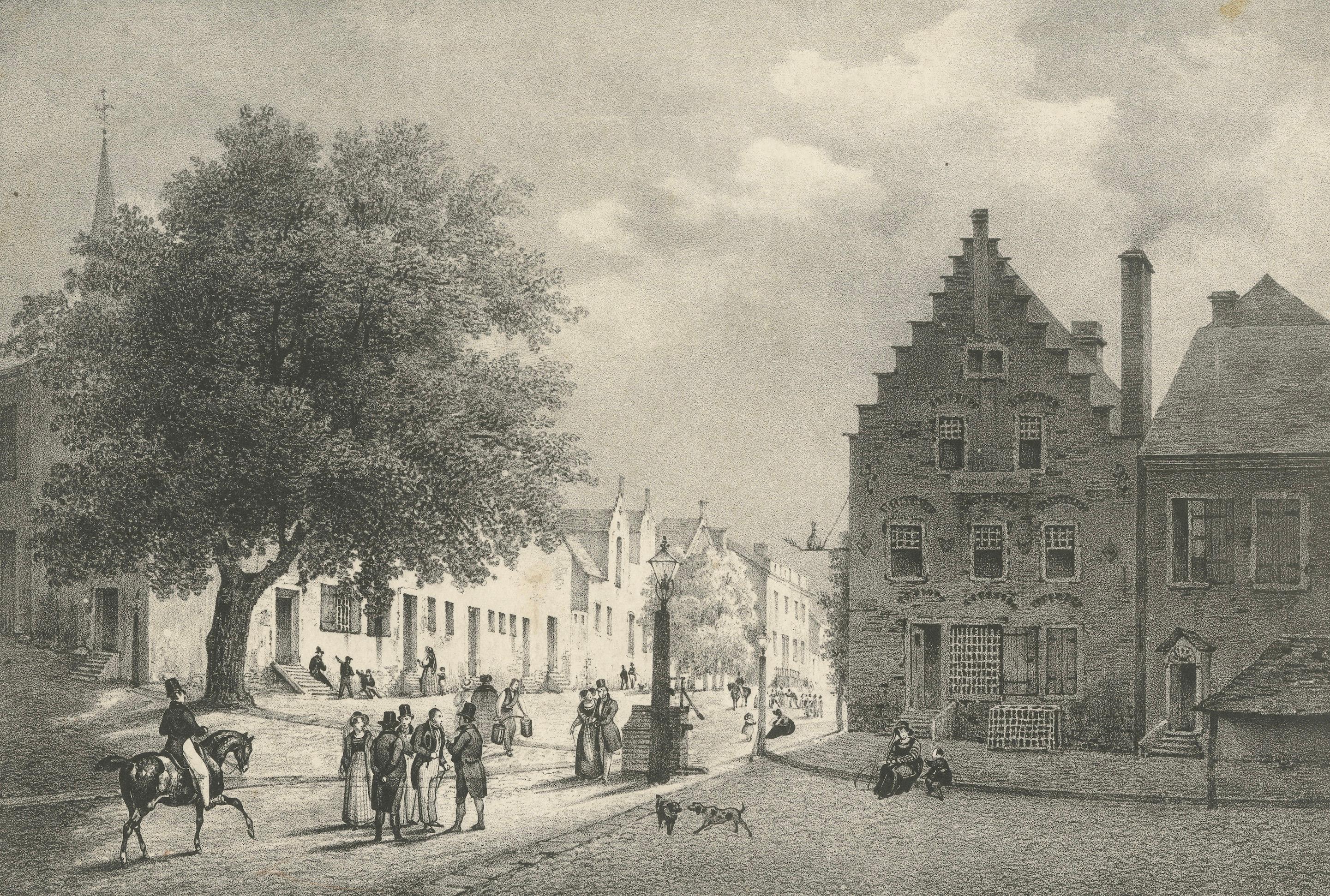 Albany, New York Street View, Original Lithograph after Tirpenne, c. 1840