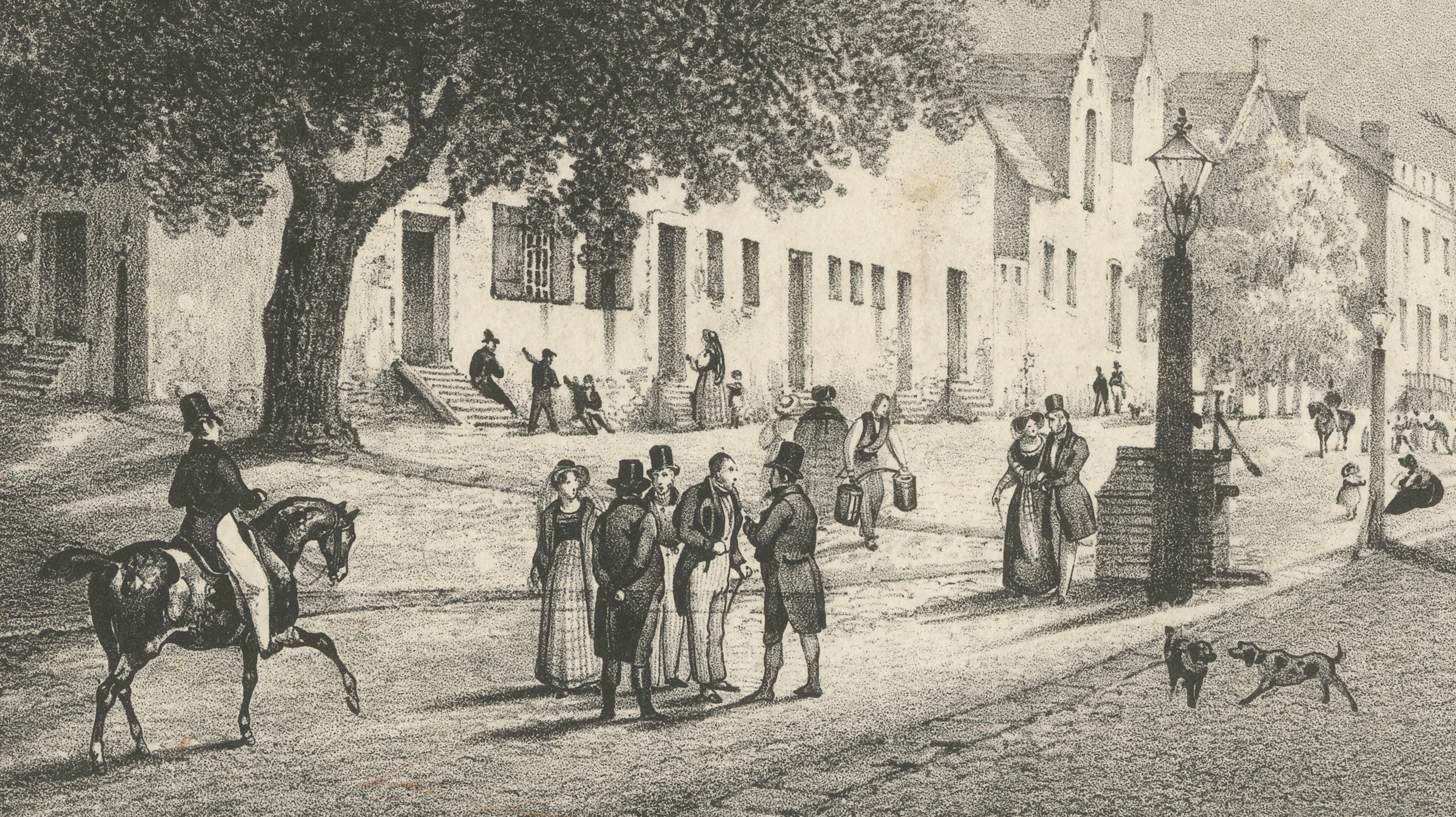 Albany, New York Street View, Original Lithograph after Tirpenne, c. 1840