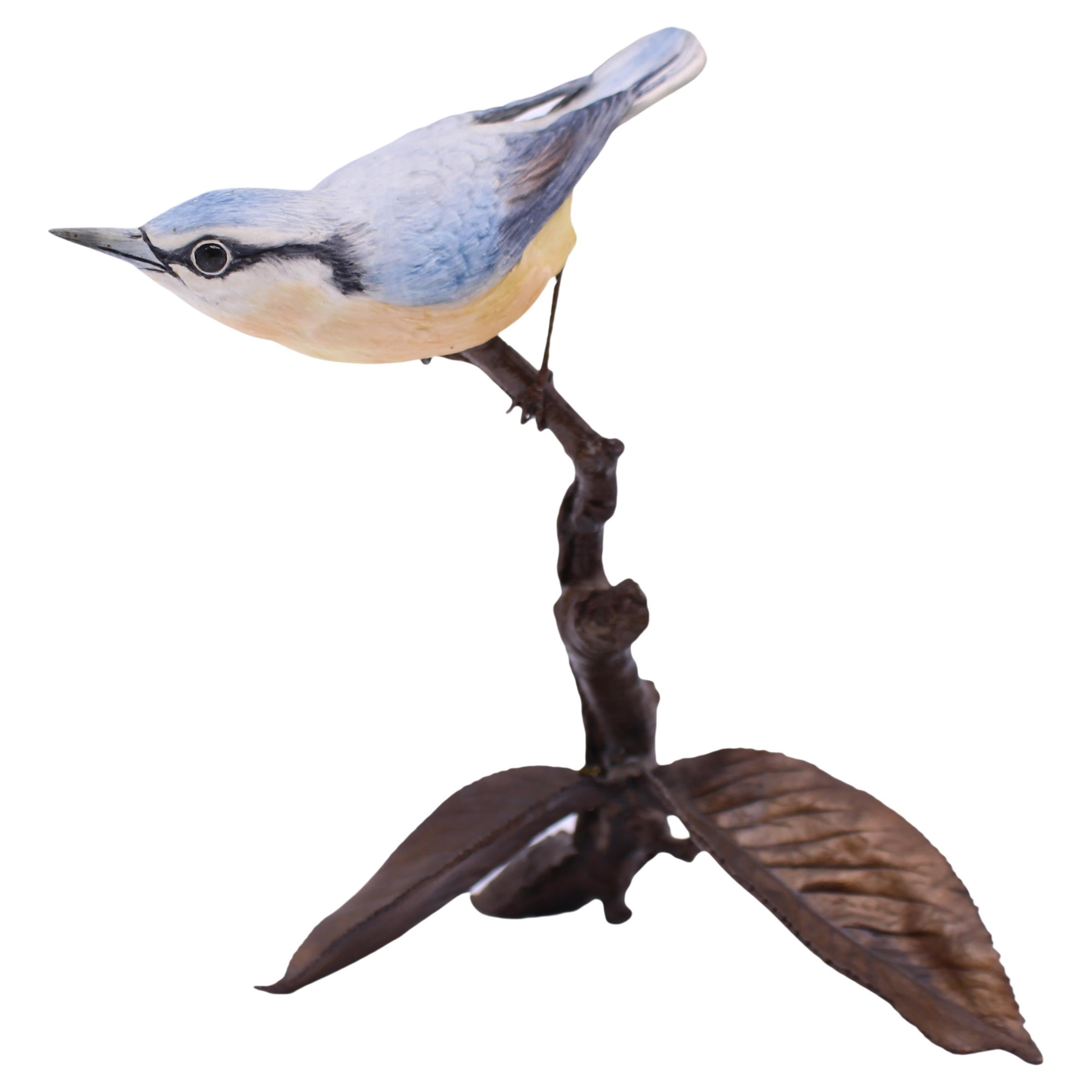 Albany Worcester County Birds Porcelain & Bronze Nuthatch For Sale