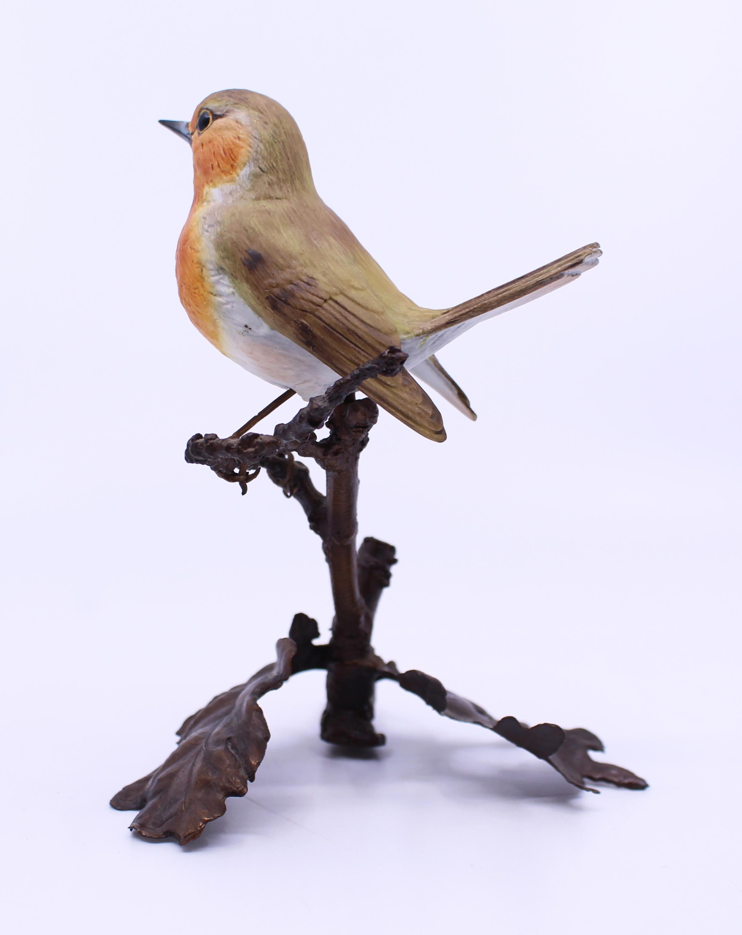 Hand-Crafted Albany Worcester County Birds Porcelain & Bronze Robin