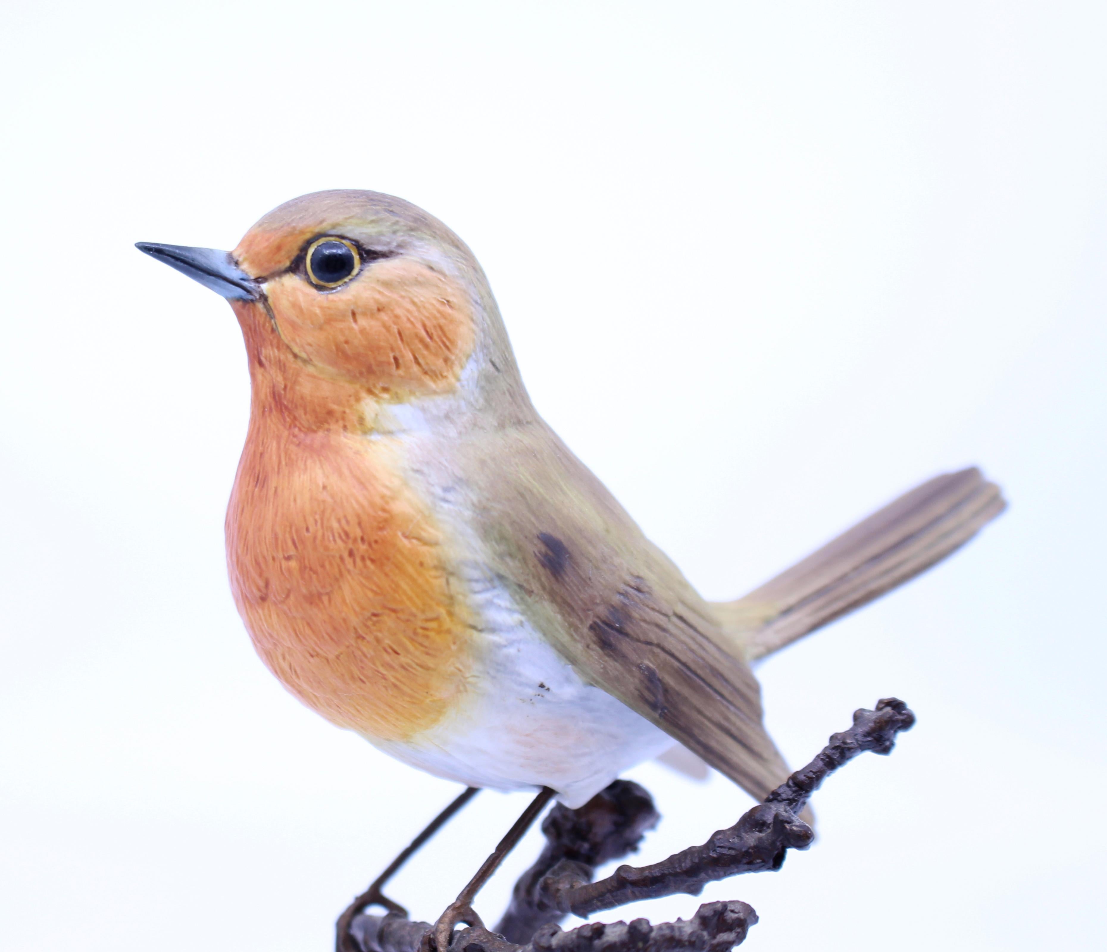 20th Century Albany Worcester County Birds Porcelain & Bronze Robin