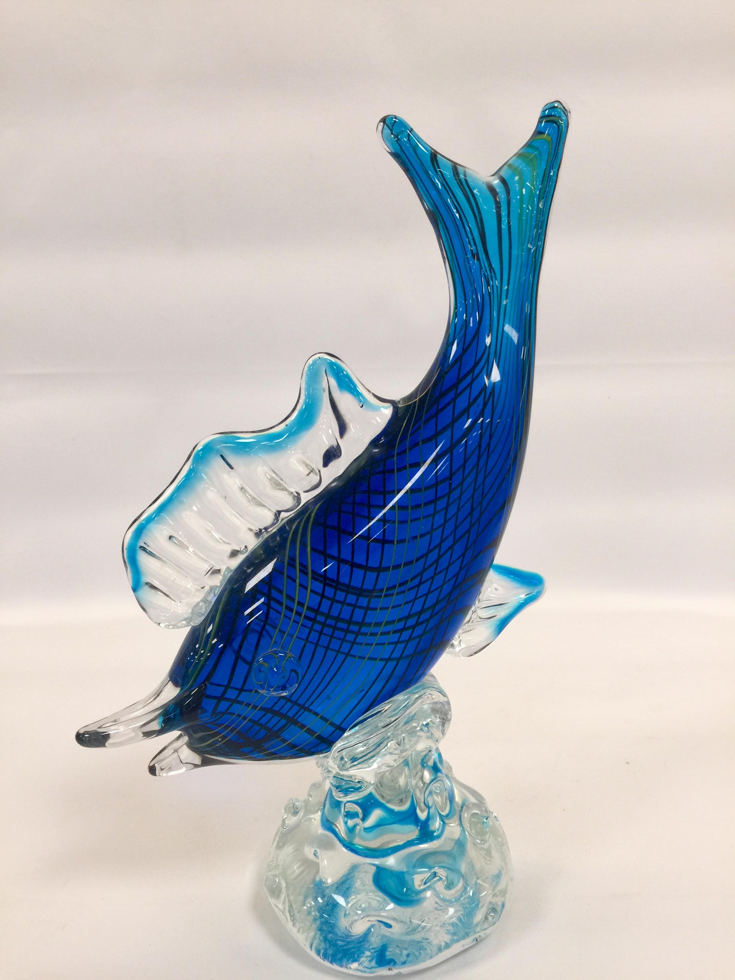 Mid-Century Modern Albarelli 1950 Multi-Color Fish in Murano Glass with Filigree For Sale