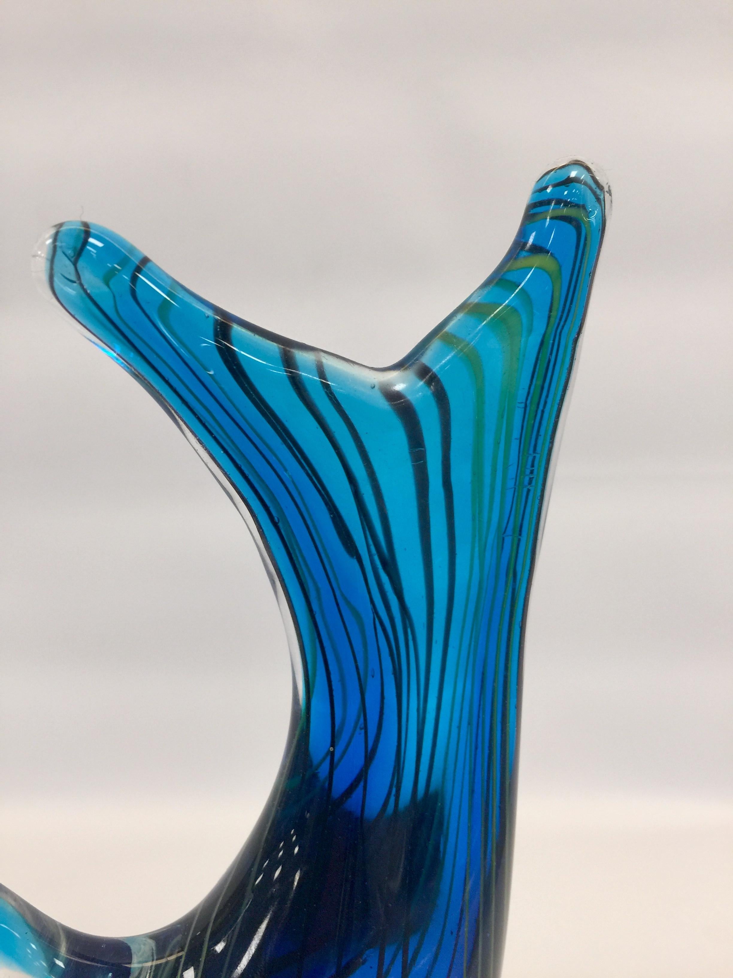 Appliqué Albarelli 1950 Multi-Color Fish in Murano Glass with Filigree For Sale