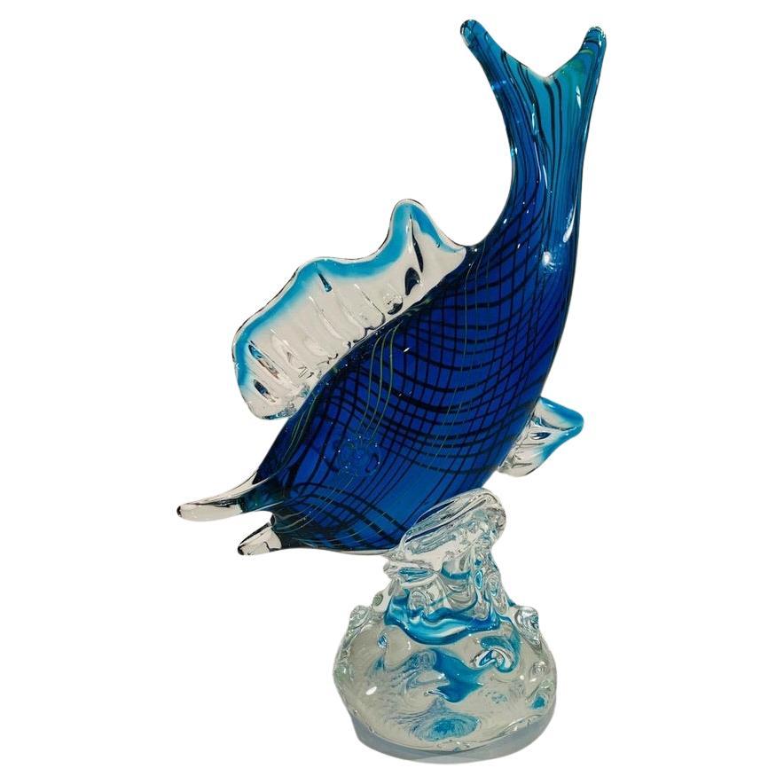 Albarelli Murano glass blue fish circa 1950. For Sale