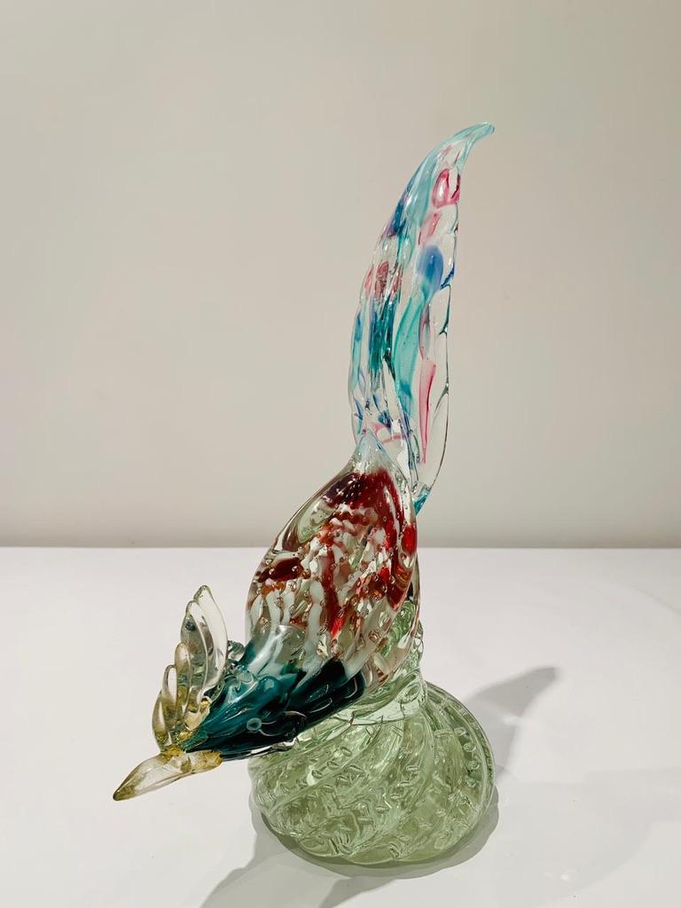 Albarelli Murano glass multicolor with bubbles circa 1950 cock. For Sale 5