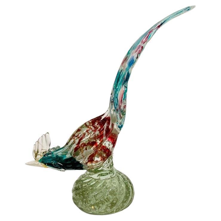 Albarelli Murano glass multicolor with bubbles circa 1950 cock. For Sale