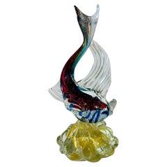 Albarelli Murano glass multicolor with silver and gold circa 1950 fish.