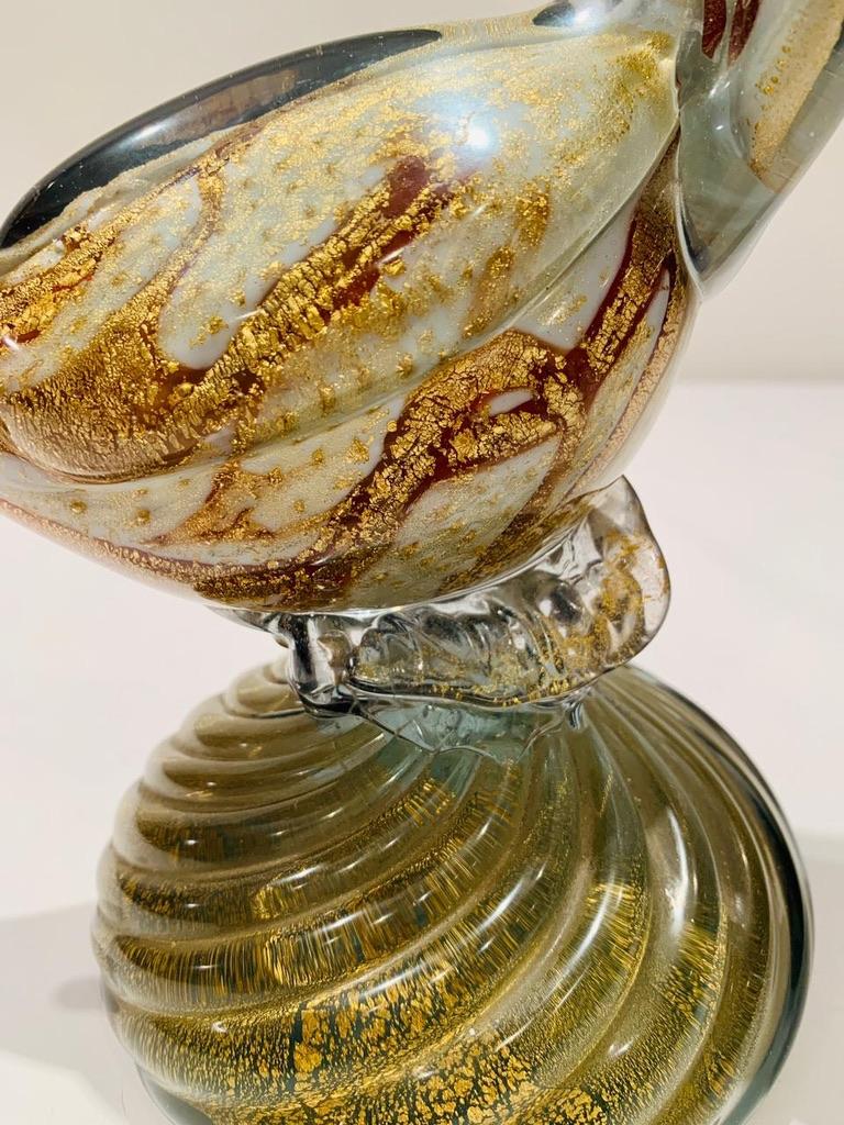 Other Albarelli style Murano glass multicolor with air bubbles and gold 1950 cock. For Sale