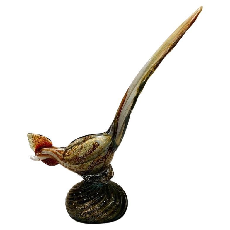Albarelli style Murano glass multicolor with air bubbles and gold 1950 cock. For Sale