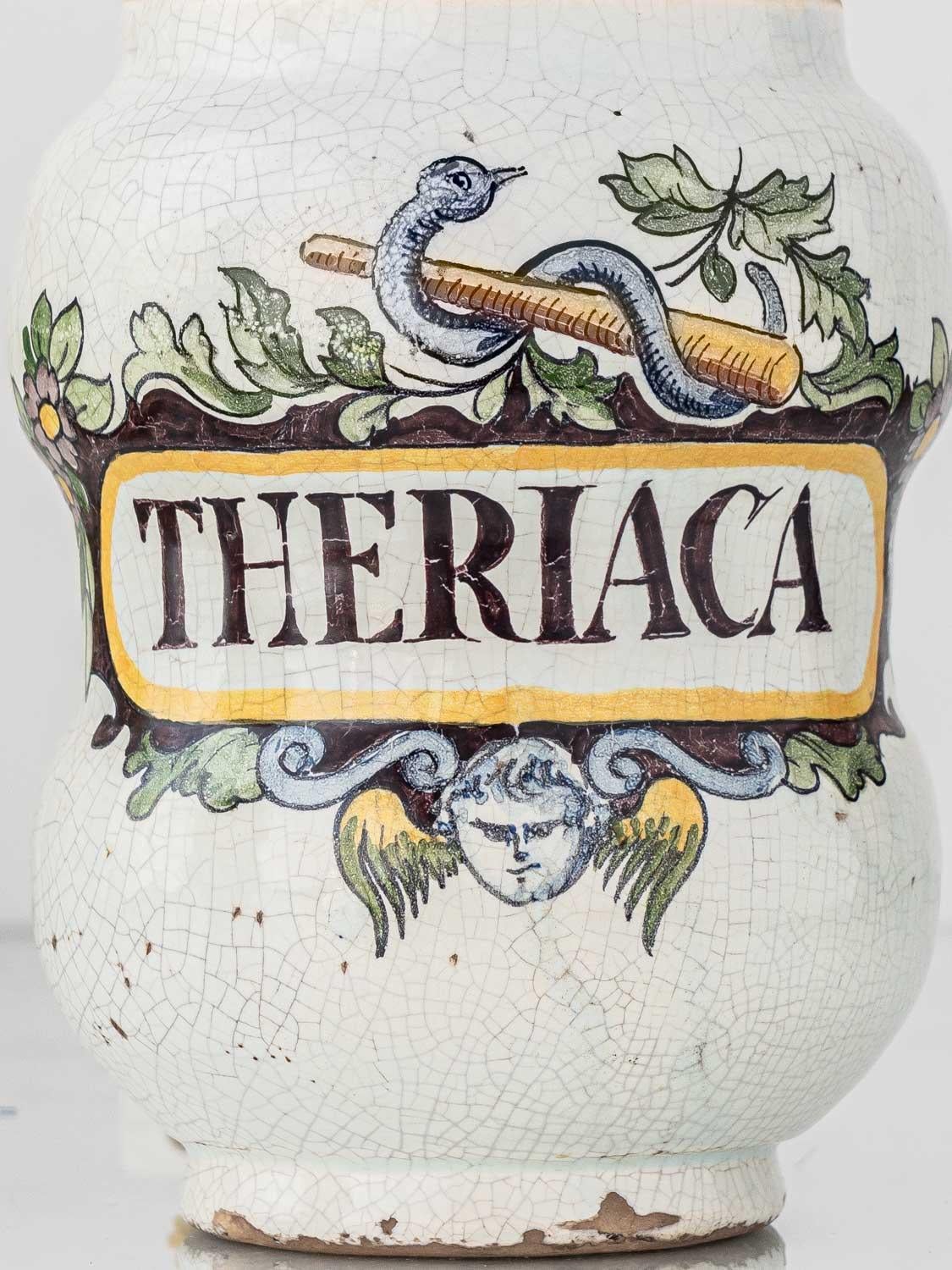 Albarello Table Lamp, 19th Century Italian Majolica in Renaissance Revival Style In Fair Condition For Sale In AMSTERDAM, NL