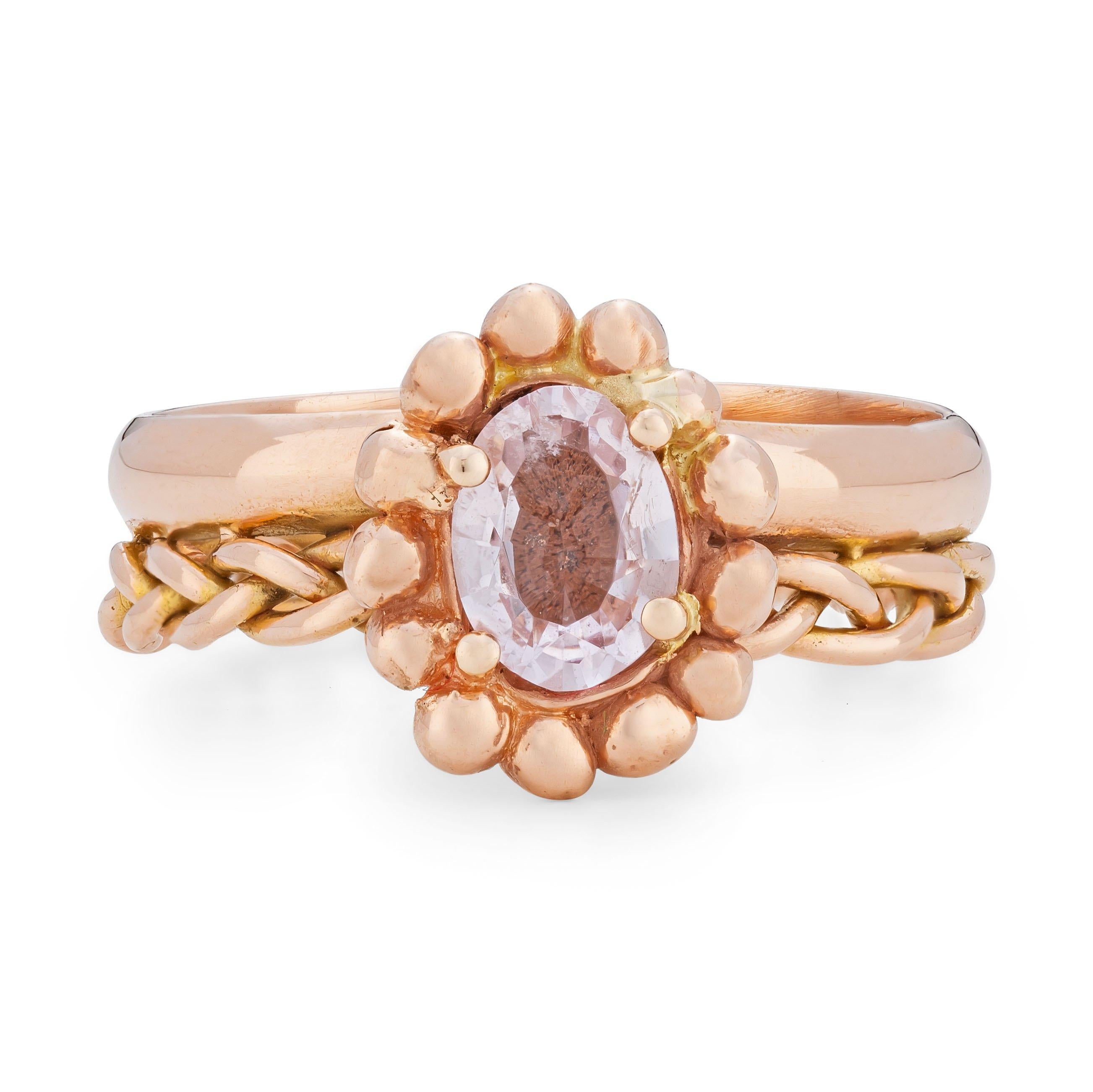 Albareum Ring, 18 Karat Rose Gold with Tourmaline stone. 
Handcrafted and individually cast in 18-karat solid yellow gold. Each item is made to order by Olivia and our small team of artisans in Italy. 
The bud of a flower represents the energy of