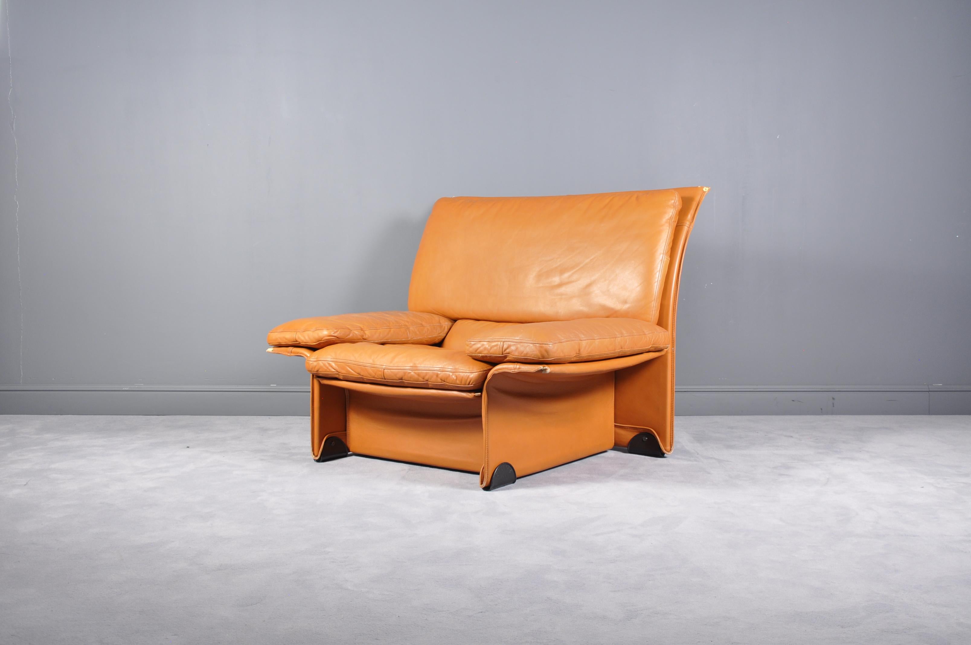 Mid-Century Modern Albatros Leather Armchair & Ottoman by Ammannati & Vitelli for Brunati, 1970s