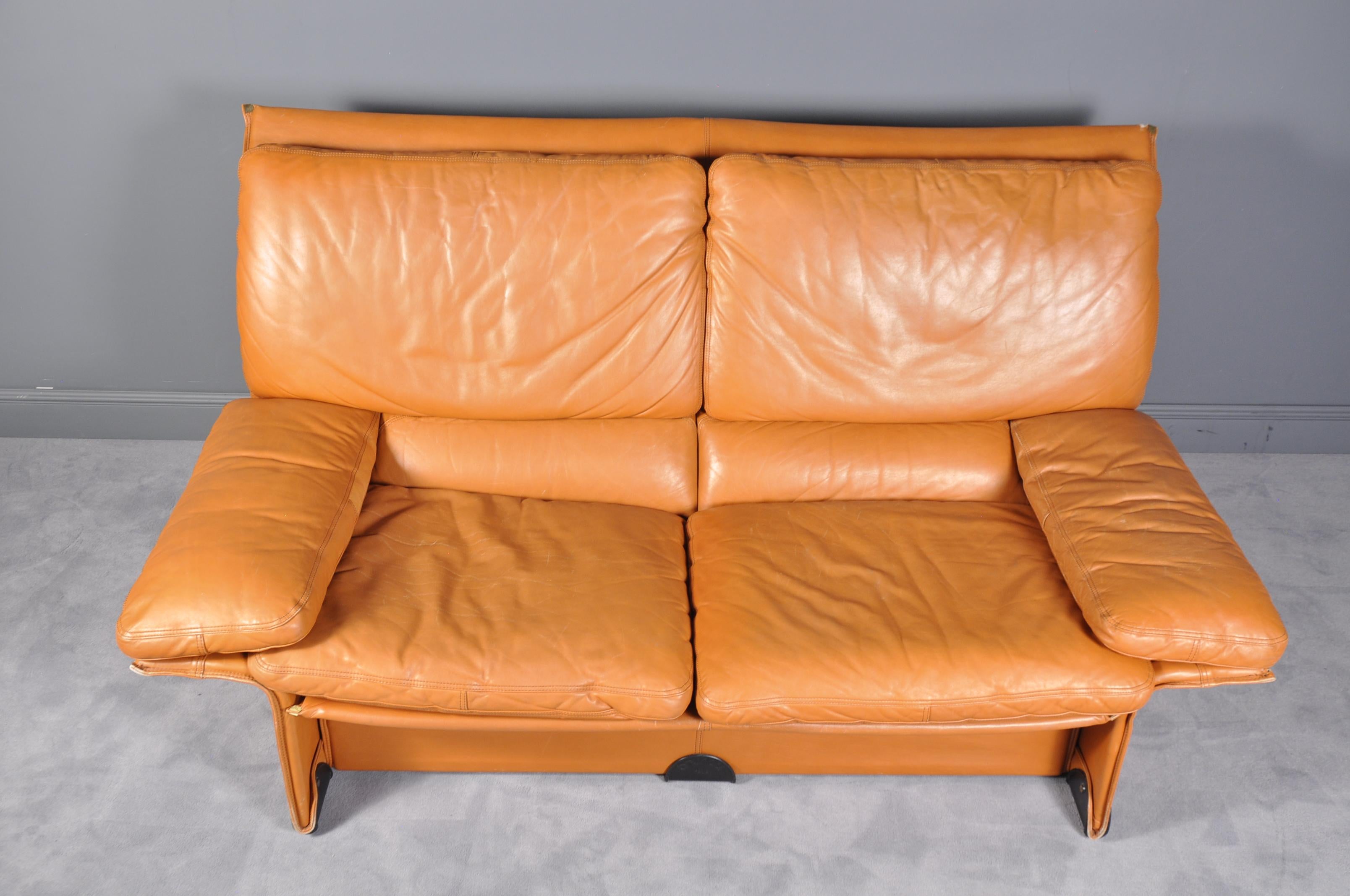 Brass Albatros Leather Set Sofa by Ammannati and Vitelli for Brunati, Italy, 1976