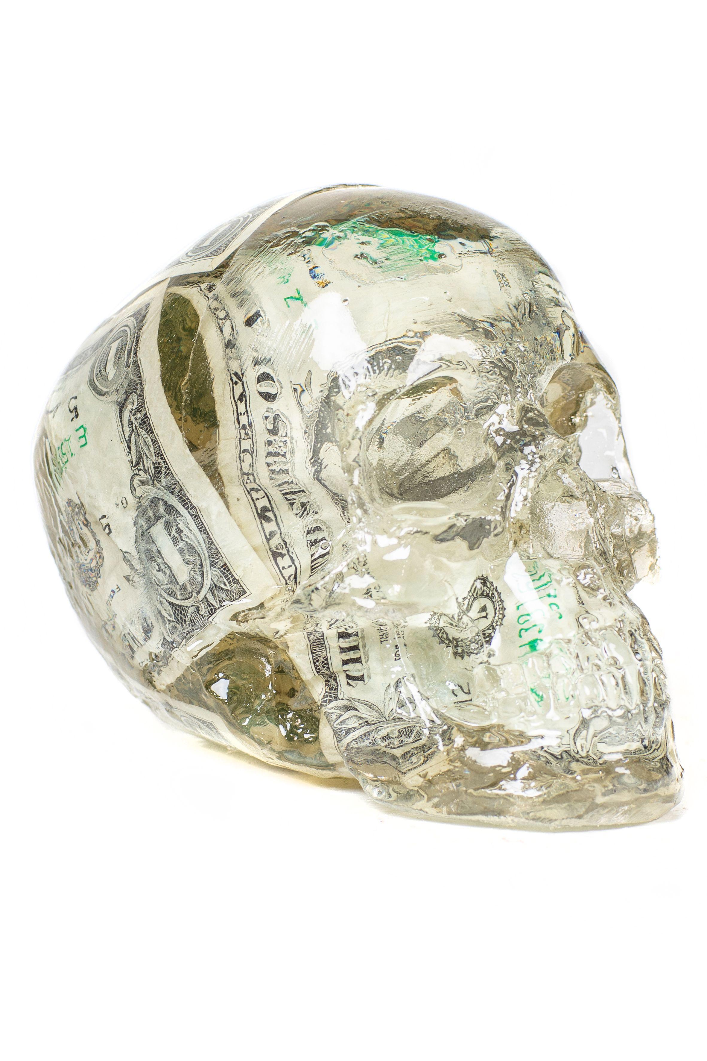 Alben Figurative Sculpture - Skull Dollars - Pop Art Sculptures
