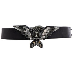Alber Elbaz for Lanvin Black Leather Belt Swarovski Crystal Eagle, Spring 2012