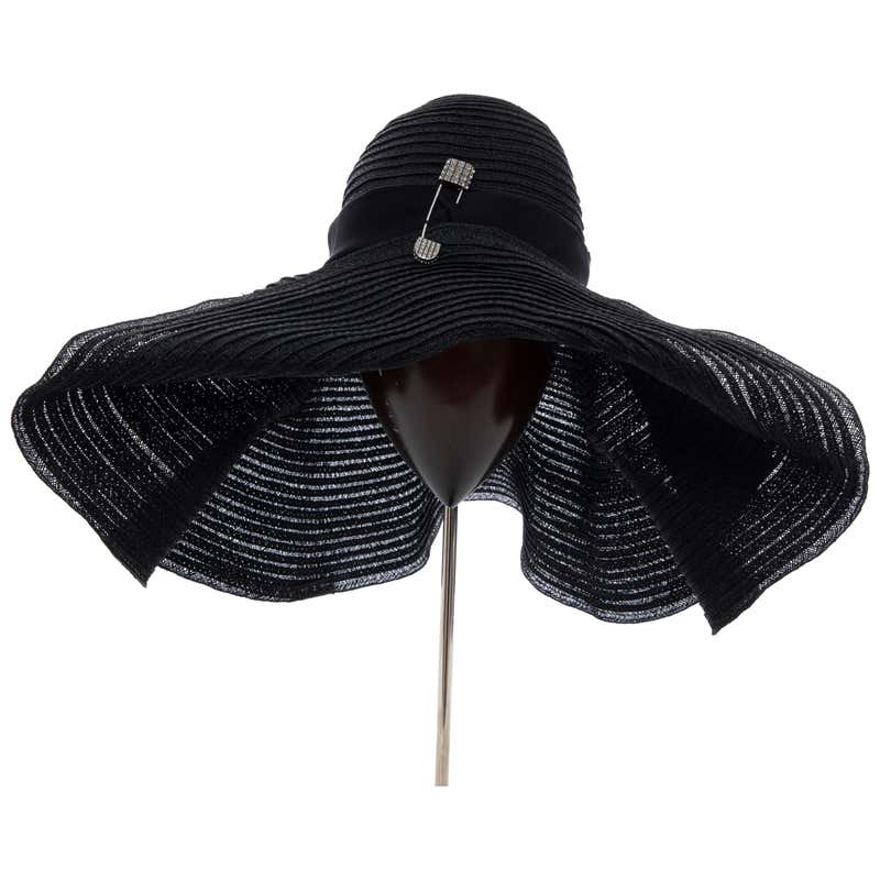 1980s Lanvin Black Straw Pointed Peaked Beanie Hat at 1stdibs