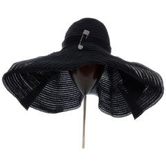 Alber Elbaz for Lanvin Black Woven Straw Sun Hat, Spring 2011