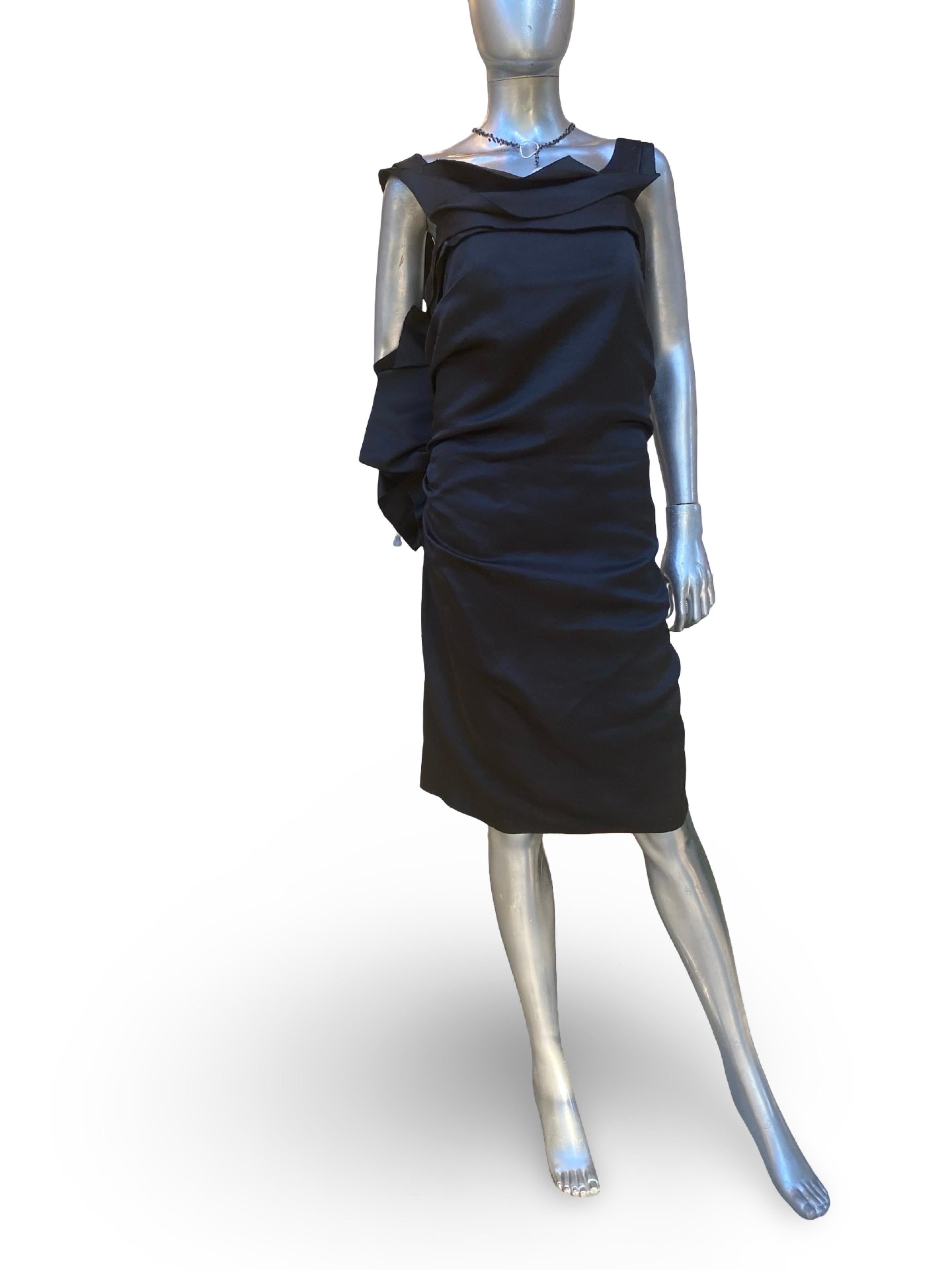 Alber Elbaz für Lanvin Hiver 2020 Schwarz Origami Drape RARE Runway Kleid Größe 42 im Angebot 6