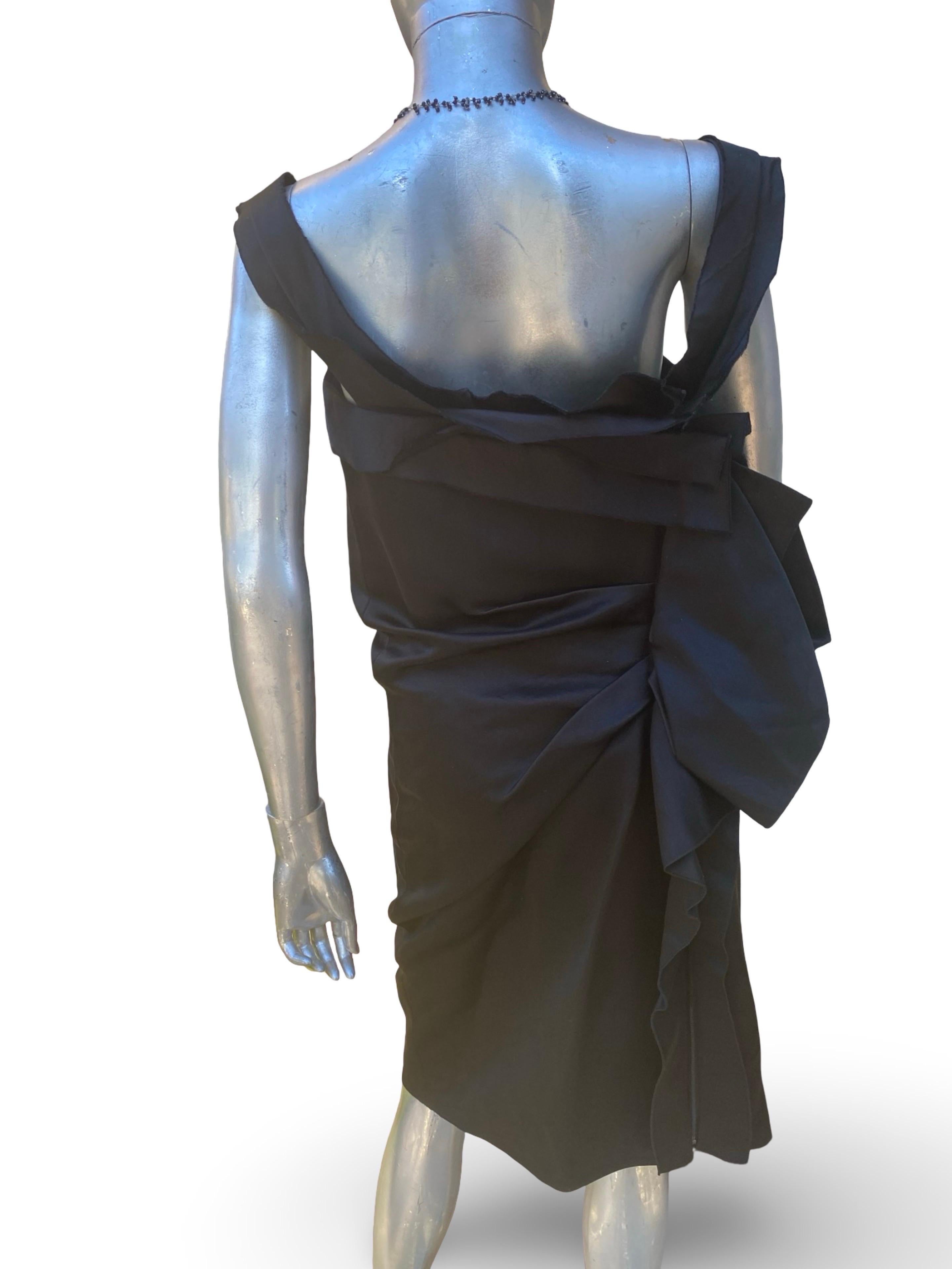 Alber Elbaz für Lanvin Hiver 2020 Schwarz Origami Drape RARE Runway Kleid Größe 42 im Angebot 7