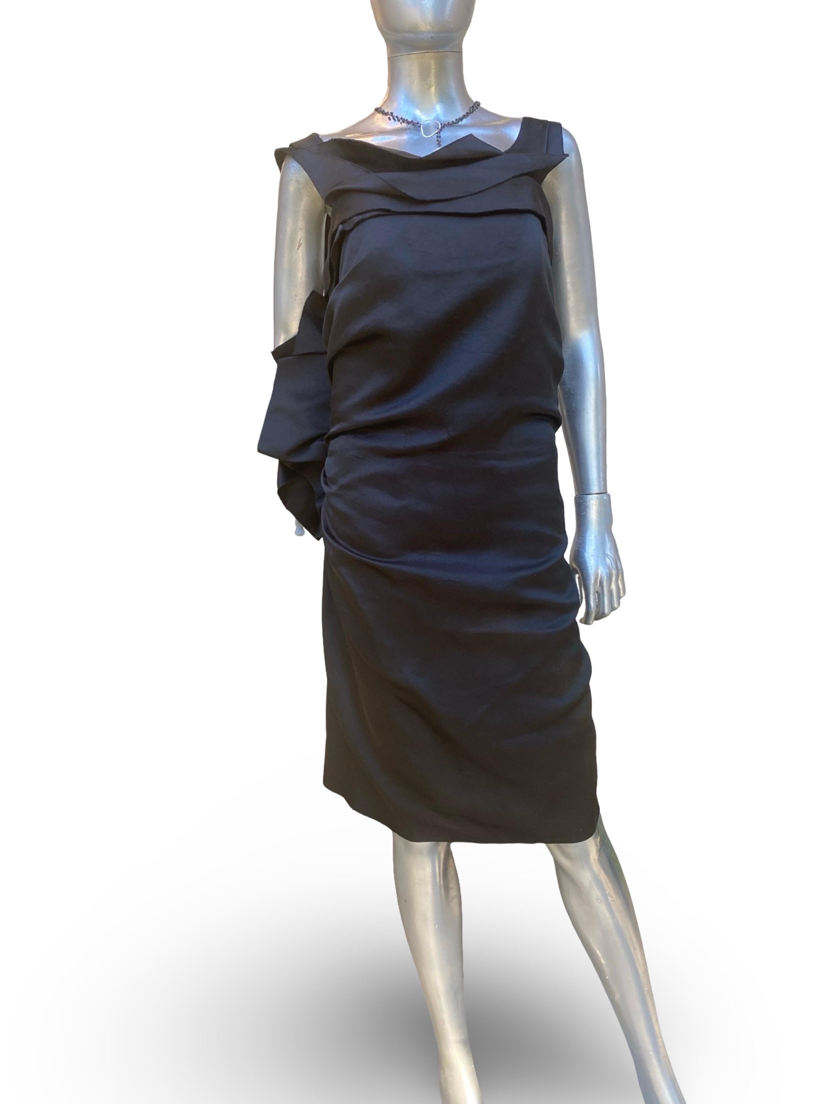 Alber Elbaz für Lanvin Hiver 2020 Schwarz Origami Drape RARE Runway Kleid Größe 42 im Angebot 8