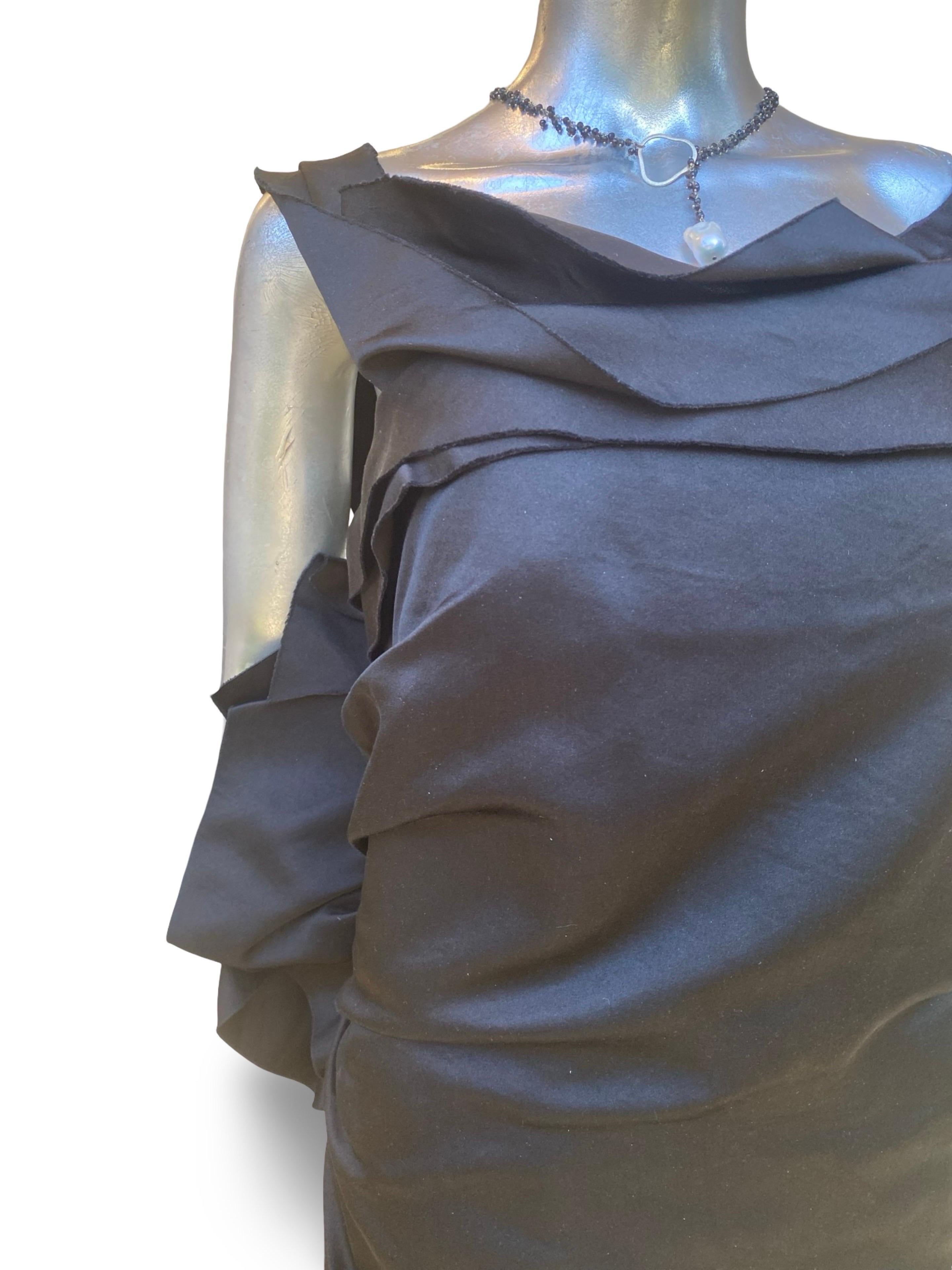 Alber Elbaz für Lanvin Hiver 2020 Schwarz Origami Drape RARE Runway Kleid Größe 42 im Angebot 10