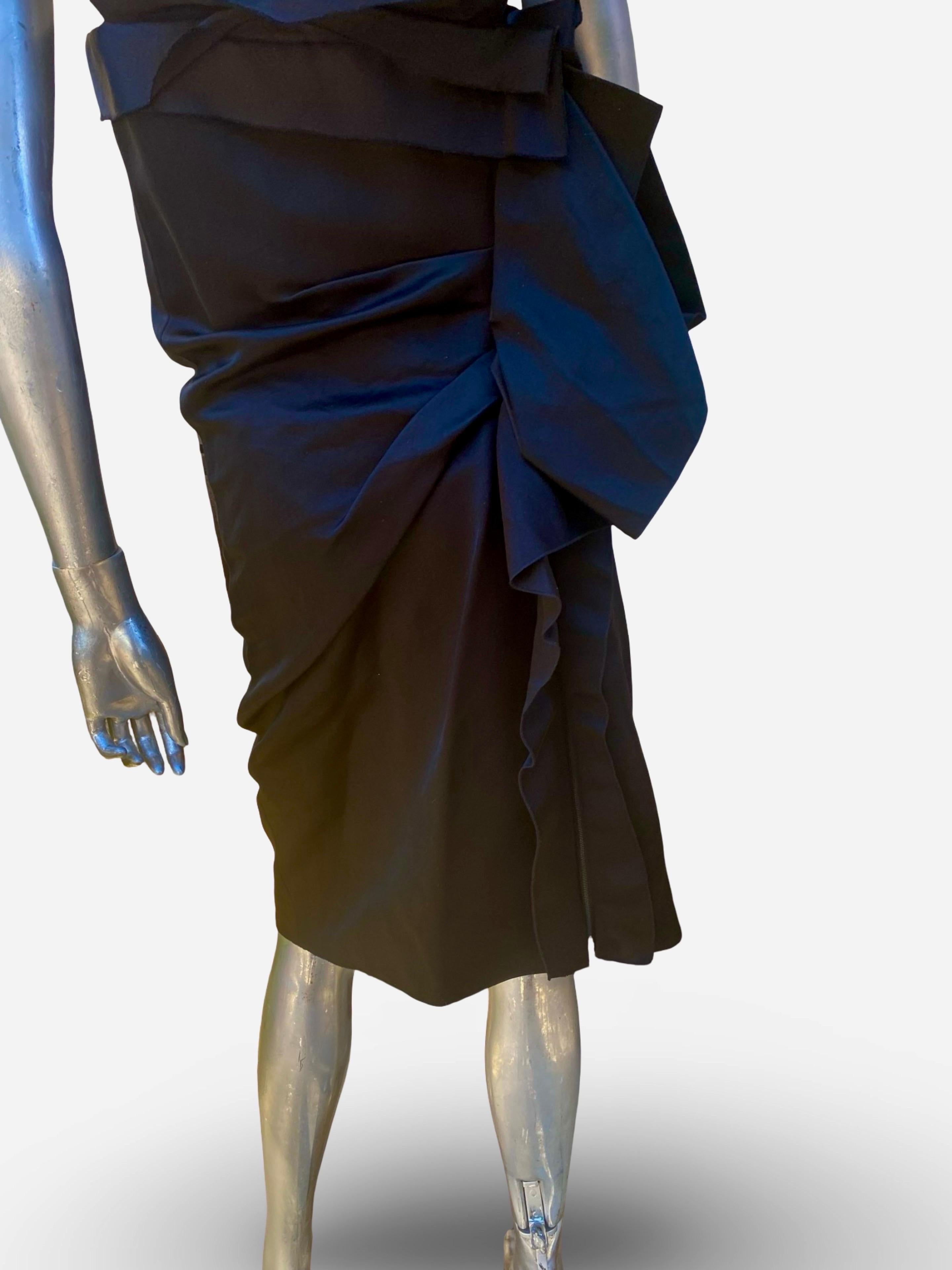Alber Elbaz für Lanvin Hiver 2020 Schwarz Origami Drape RARE Runway Kleid Größe 42 im Angebot 12