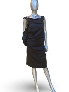 Alber Elbaz Lanvin Hiver 2020 Black Origami Drape RARE Runway Dress Size 10/42