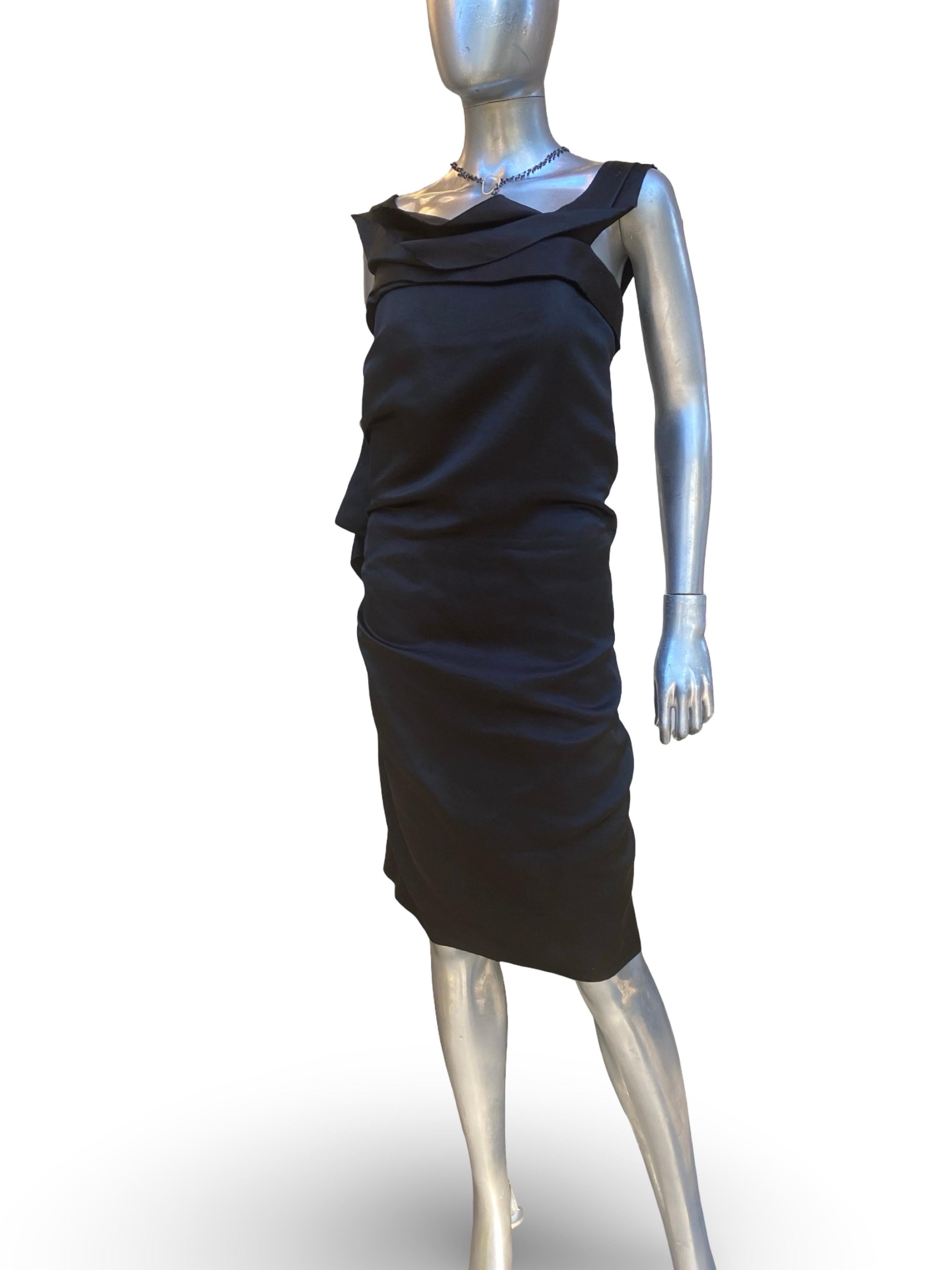 Alber Elbaz für Lanvin Hiver 2020 Schwarz Origami Drape RARE Runway Kleid Größe 42 Damen im Angebot