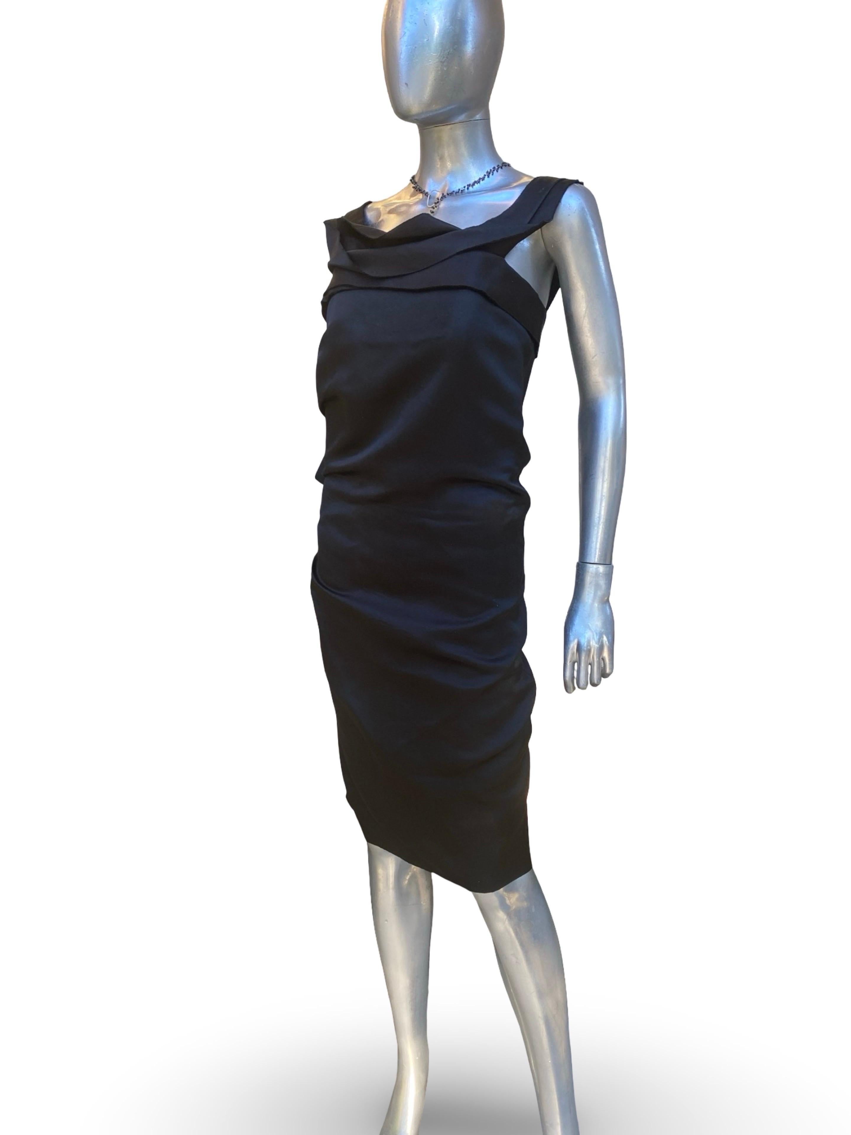 Alber Elbaz für Lanvin Hiver 2020 Schwarz Origami Drape RARE Runway Kleid Größe 42 im Angebot 1