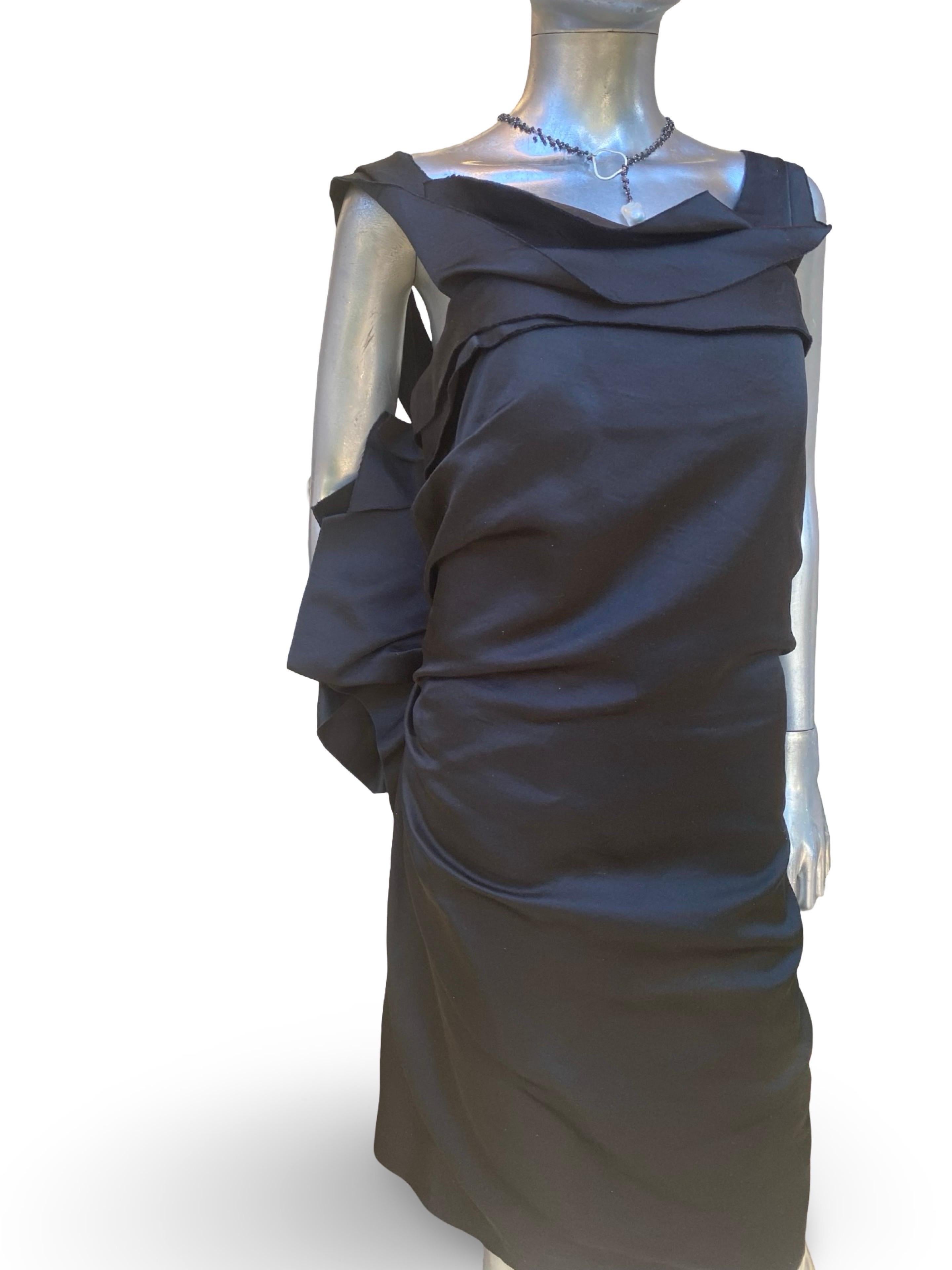 Alber Elbaz für Lanvin Hiver 2020 Schwarz Origami Drape RARE Runway Kleid Größe 42 im Angebot 3