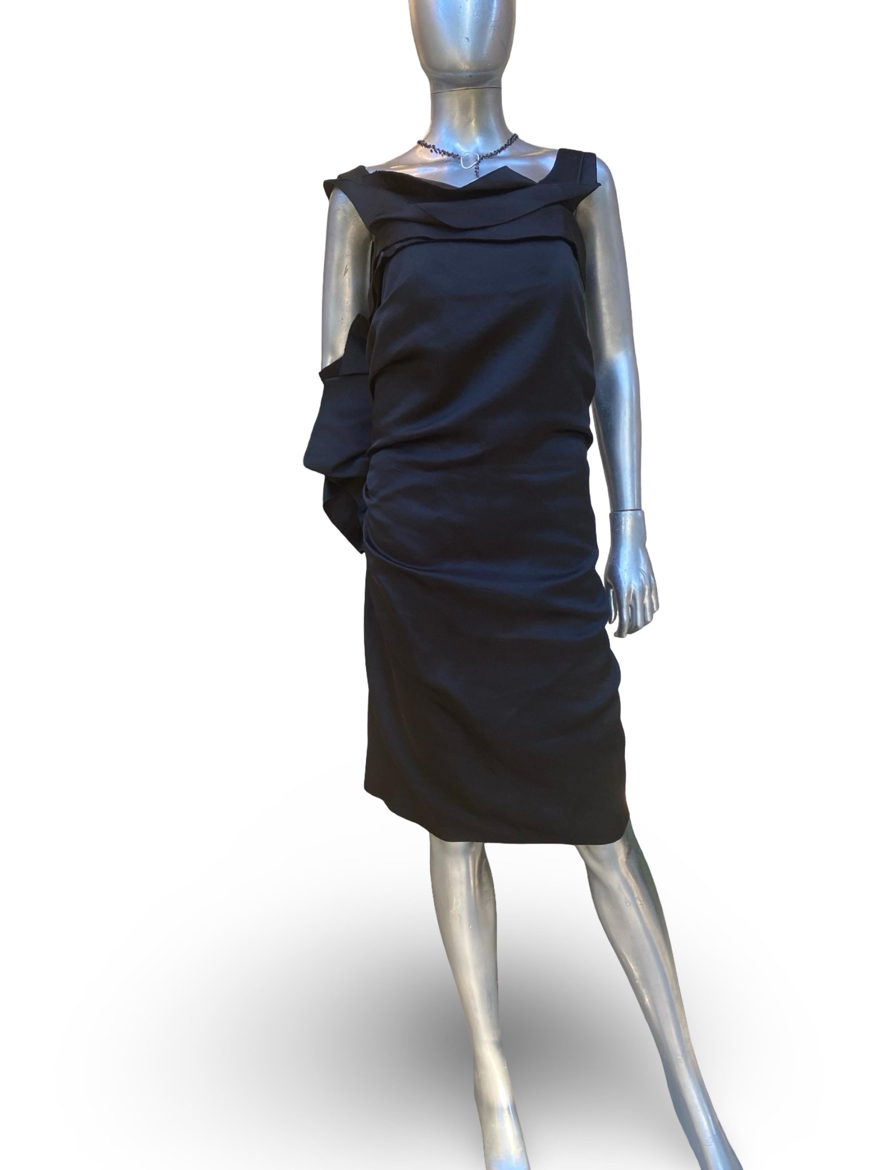 Alber Elbaz für Lanvin Hiver 2020 Schwarz Origami Drape RARE Runway Kleid Größe 42 im Angebot 4