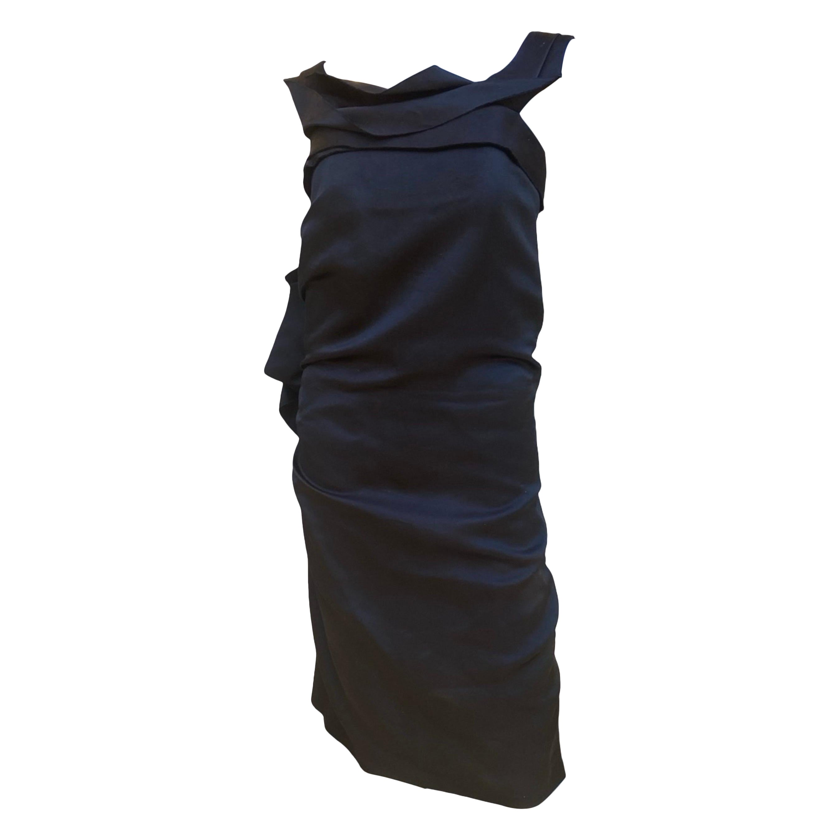Alber Elbaz für Lanvin Hiver 2020 Schwarz Origami Drape RARE Runway Kleid Größe 42 im Angebot 14