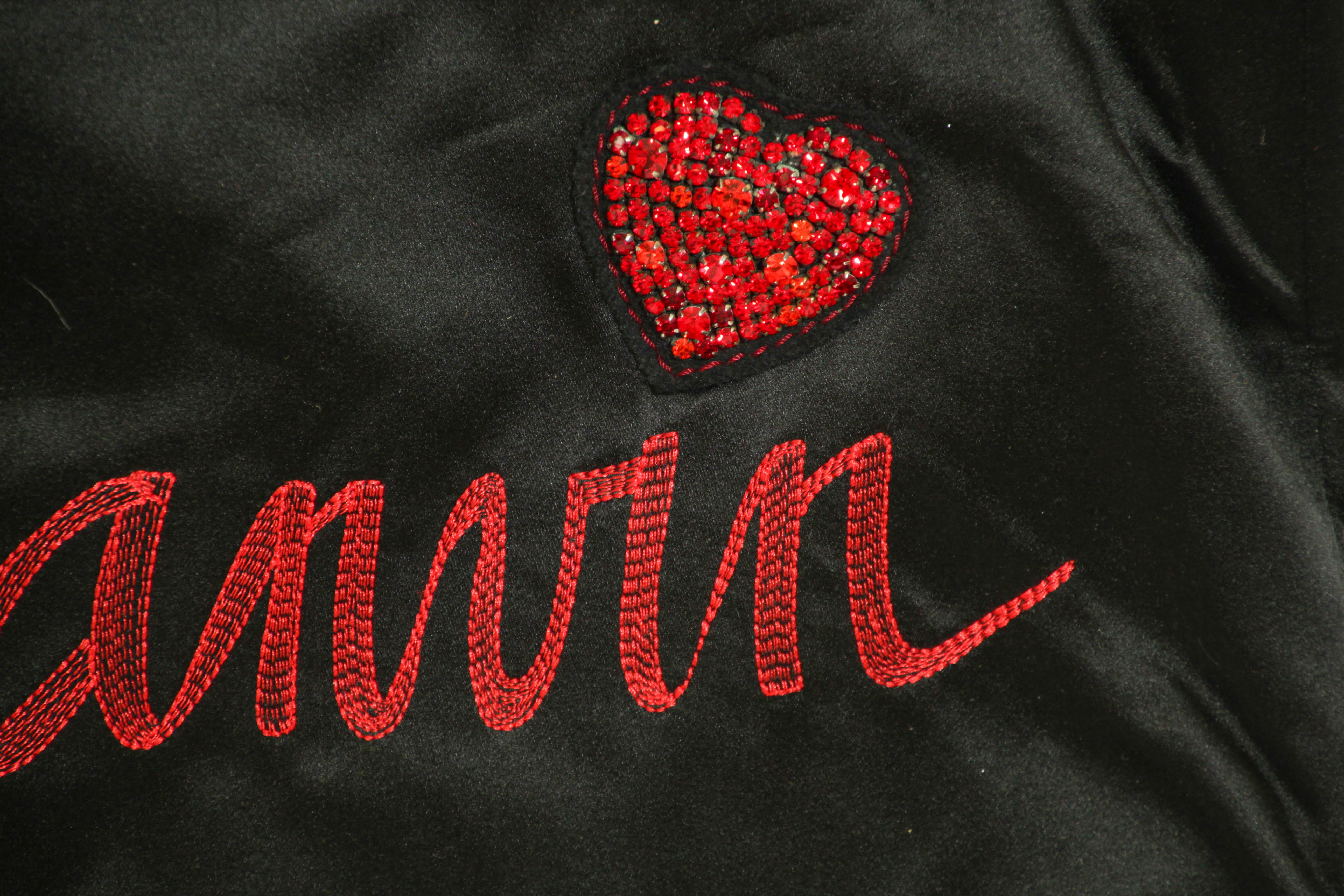 Alber Elbaz for Lanvin Paris Black Tote Bag with Red Embroideries For Sale 2