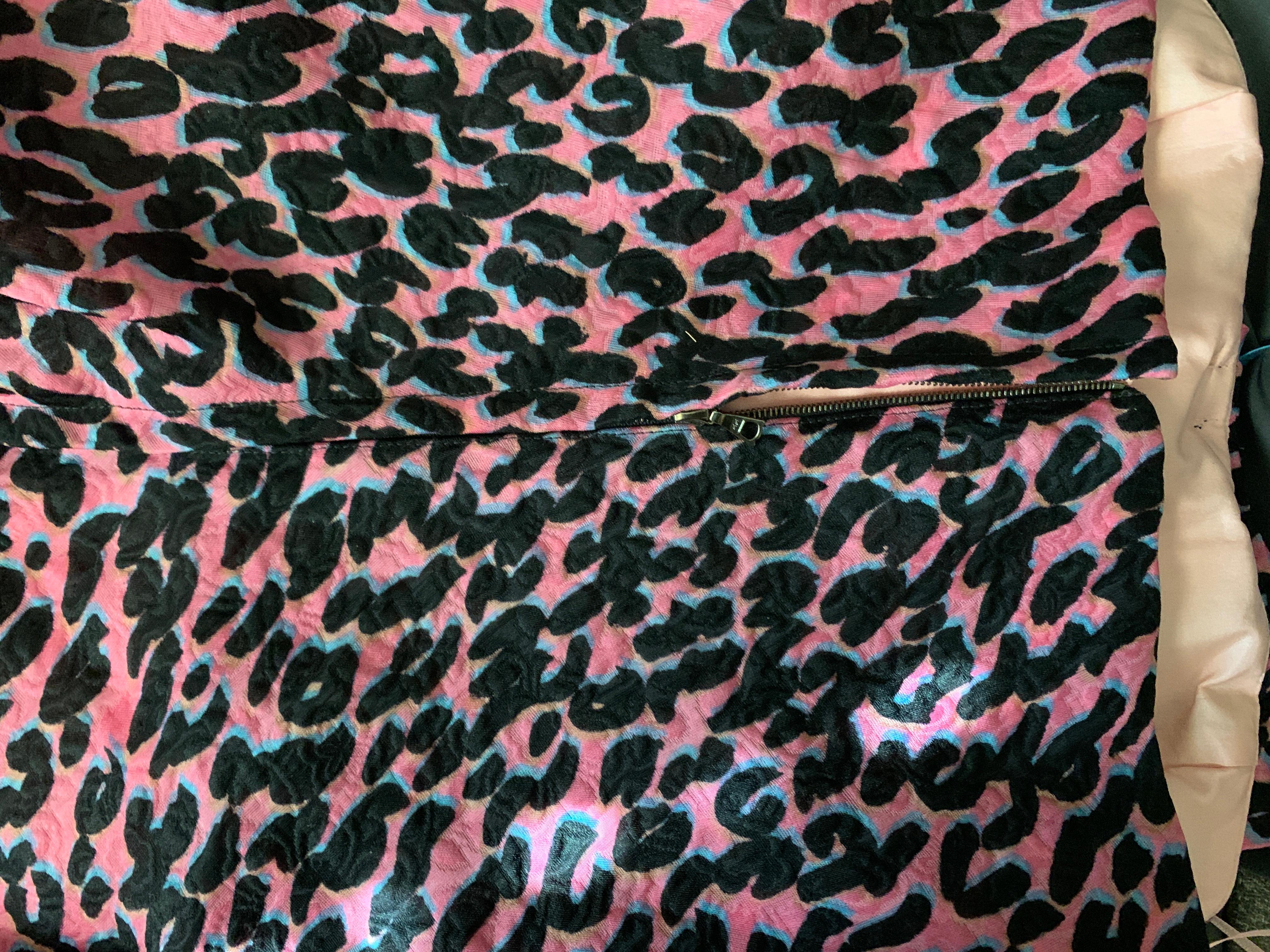 Alber Elbaz for Lanvin Rare Runway Pink Leopard Strapless Dress Size EU38 US4/6 en vente 7