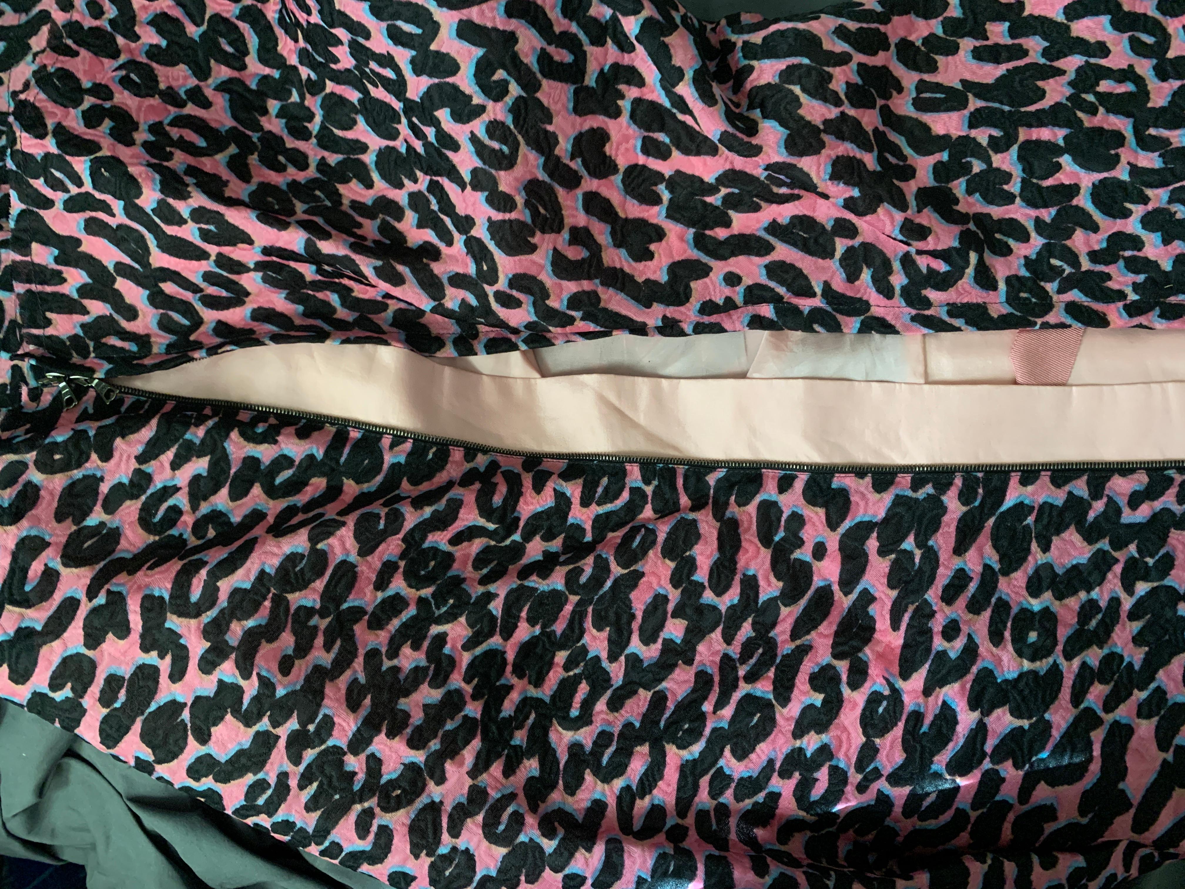 Alber Elbaz for Lanvin Rare Runway Pink Leopard Strapless Dress Size EU38 US4/6 en vente 8