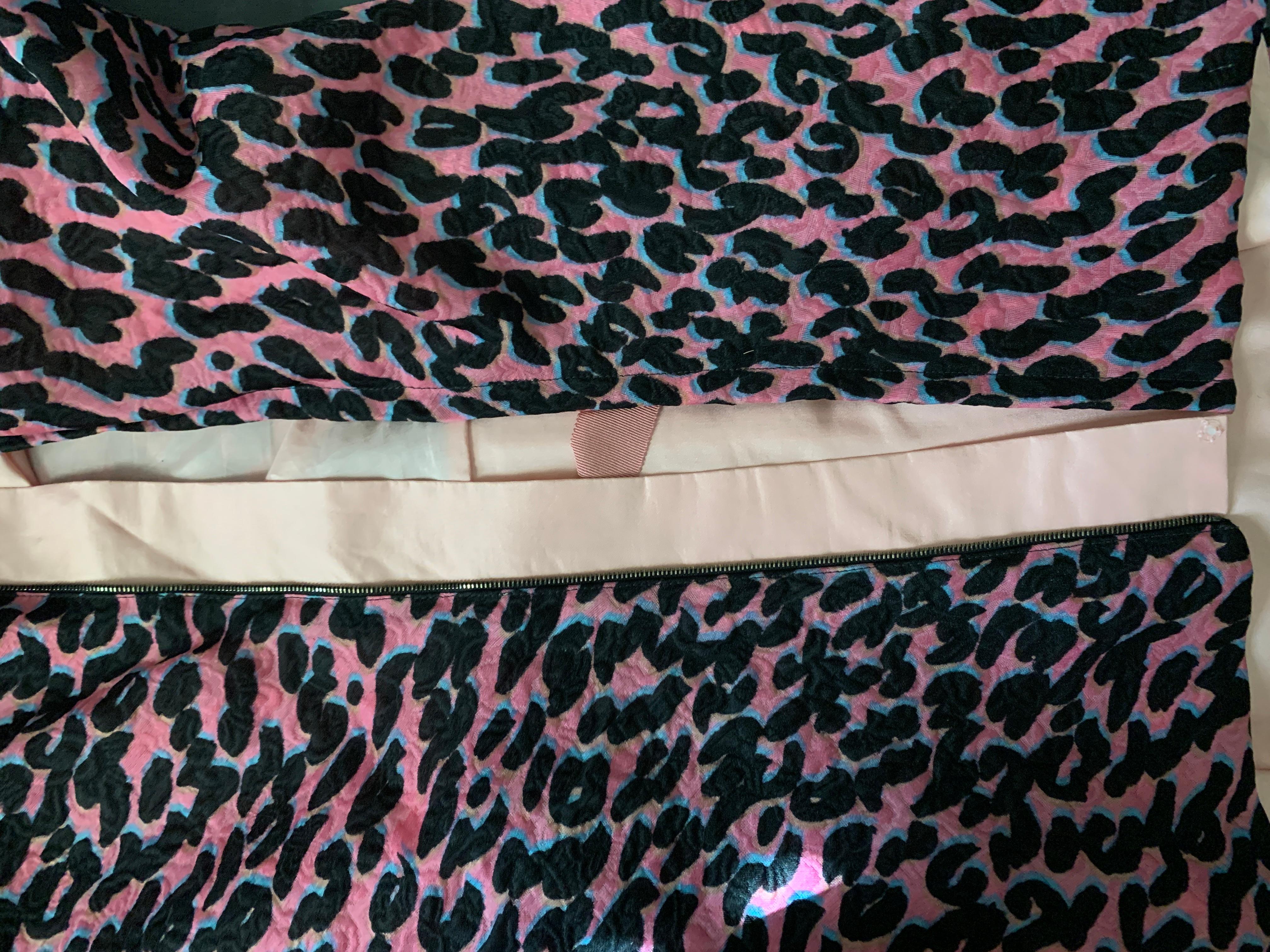 Alber Elbaz for Lanvin Rare Runway Pink Leopard Strapless Dress Size EU38 US4/6 en vente 9