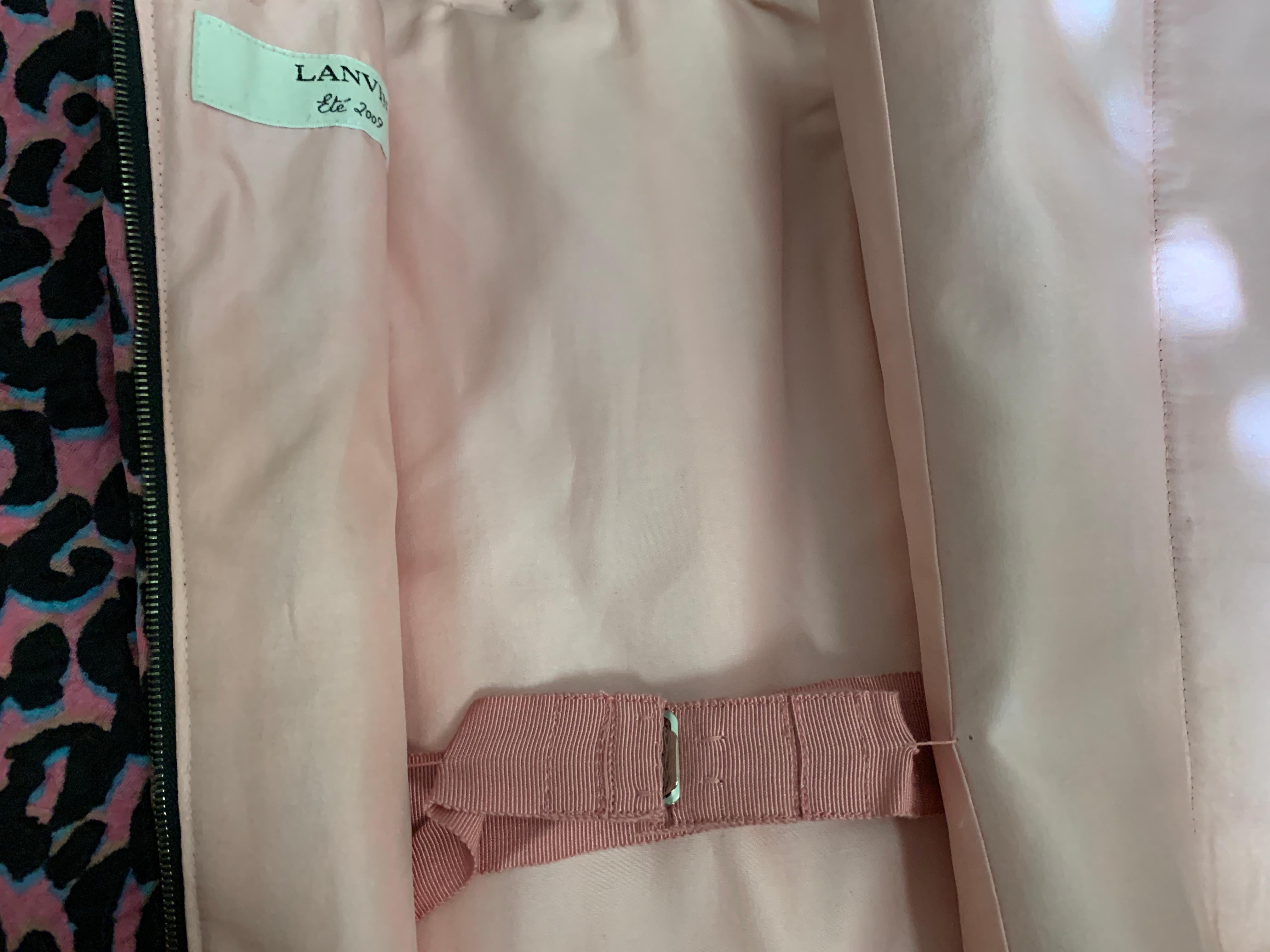 Alber Elbaz for Lanvin Rare Runway Pink Leopard Strapless Dress Size EU38 US4/6 en vente 10