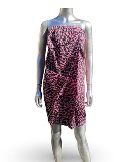 Alber Elbaz for Lanvin Rare Runway Pink Leopard Strapless Dress Size EU38 US4/6