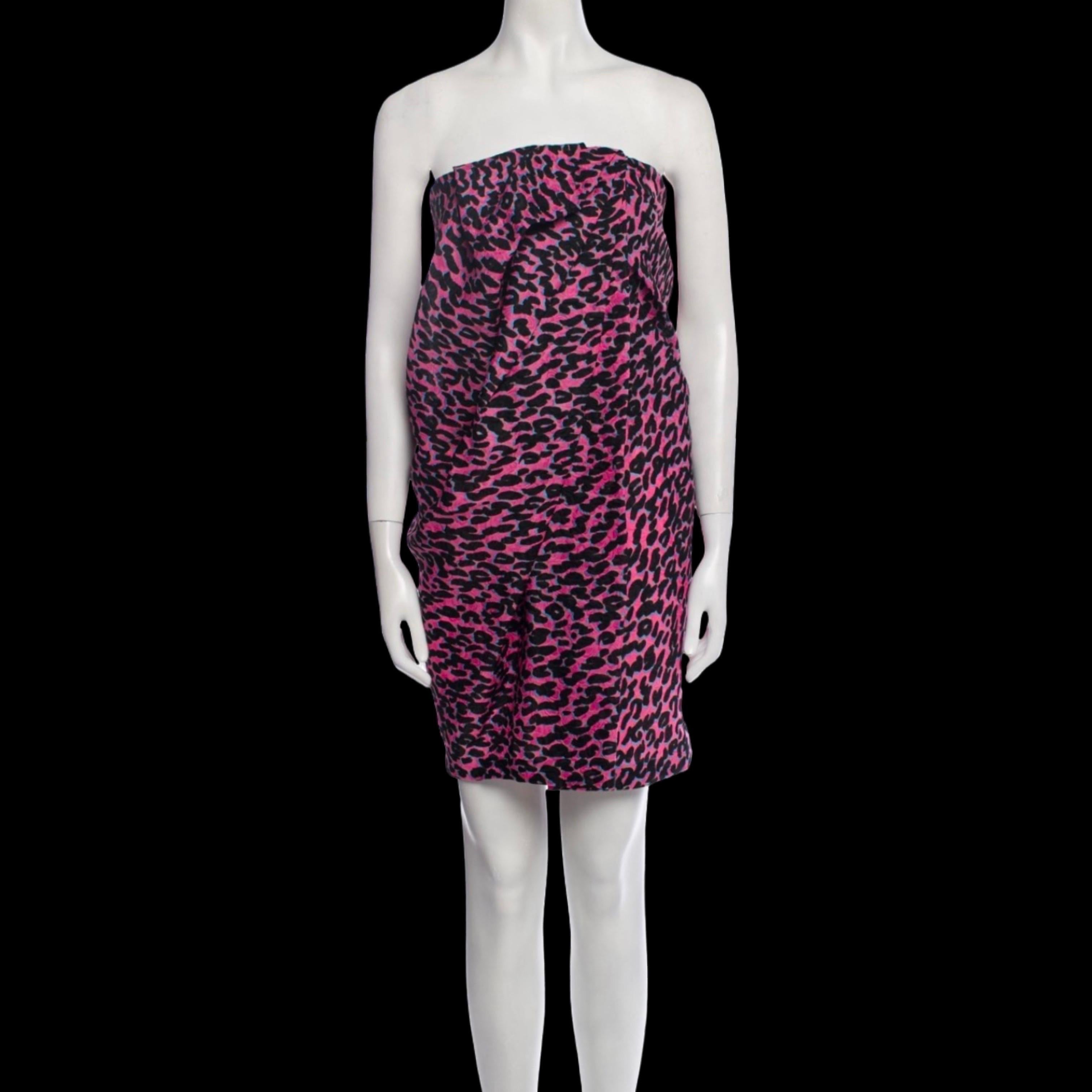 Alber Elbaz for Lanvin Rare Runway Pink Leopard Strapless Dress Size EU38 US4/6 Pour femmes en vente