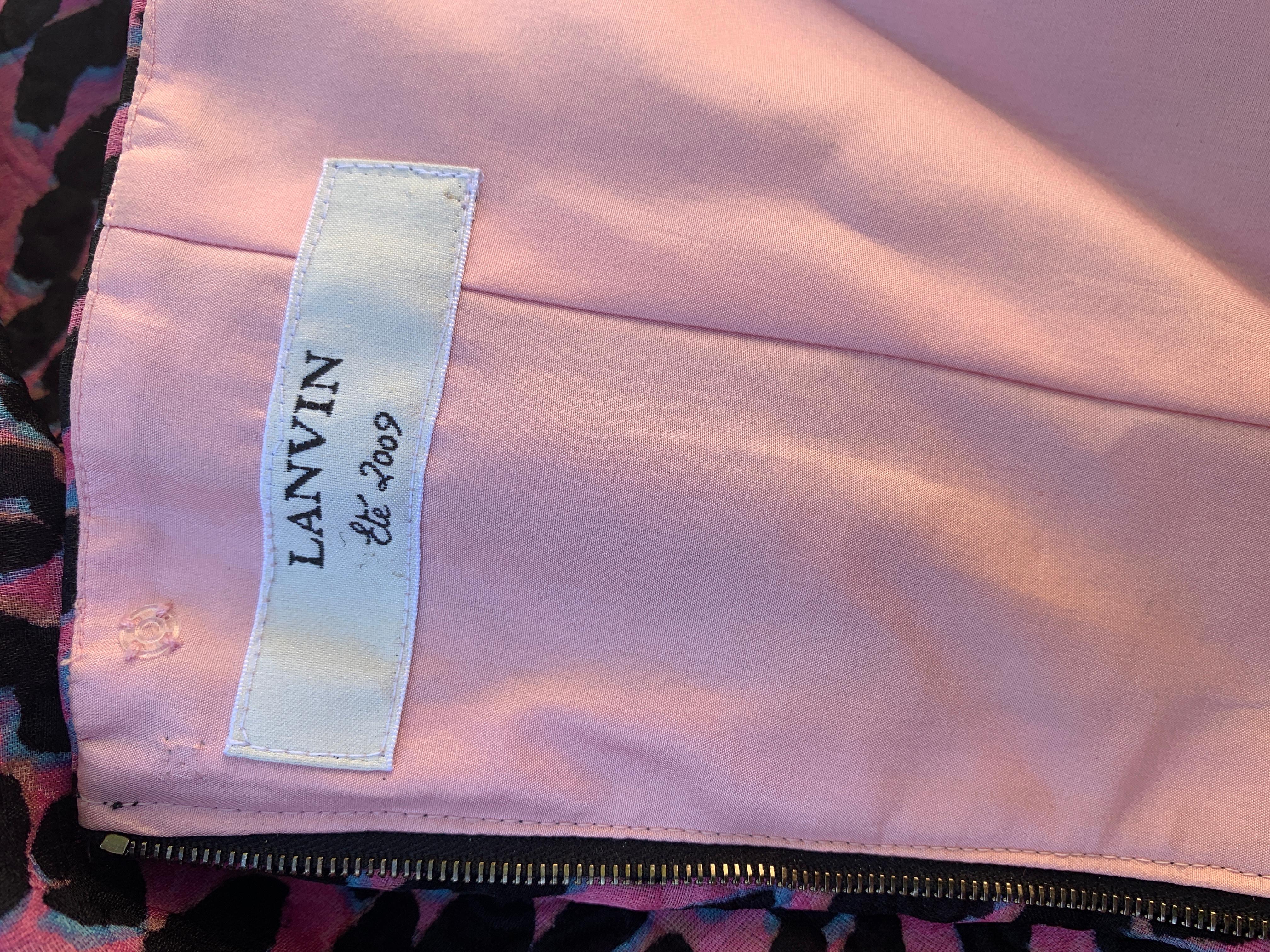 Alber Elbaz for Lanvin Rare Runway Pink Leopard Strapless Dress Size EU38 US4/6 en vente 4