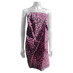 Alber Elbaz for Lanvin Rare Runway Pink Leopard Strapless Dress Size EU38 US4/6