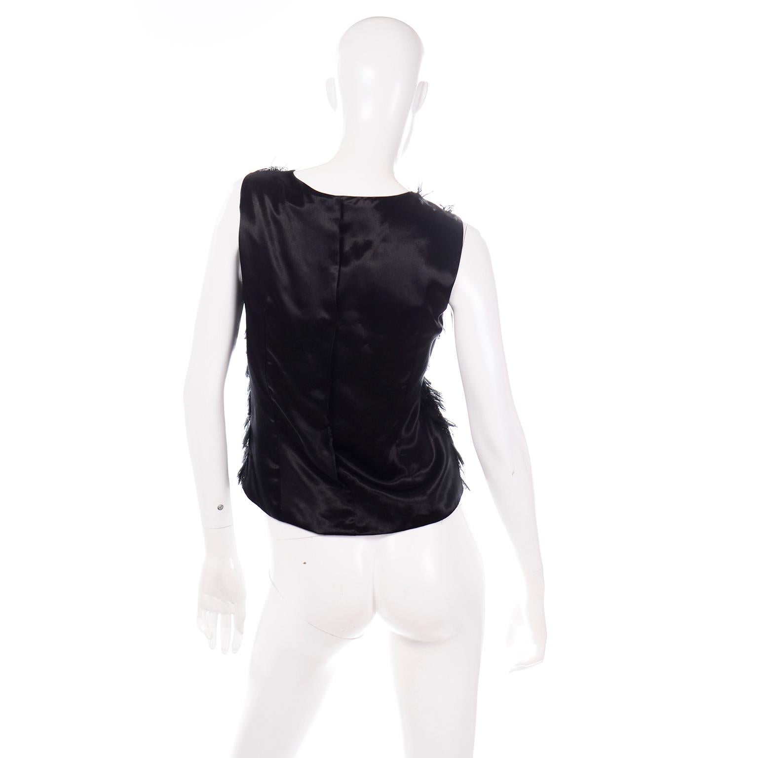 Alber Elbaz Lanvin Fall Winter 2014 Sleeveless Black Eyelash Fringe Evening Top In Excellent Condition For Sale In Portland, OR