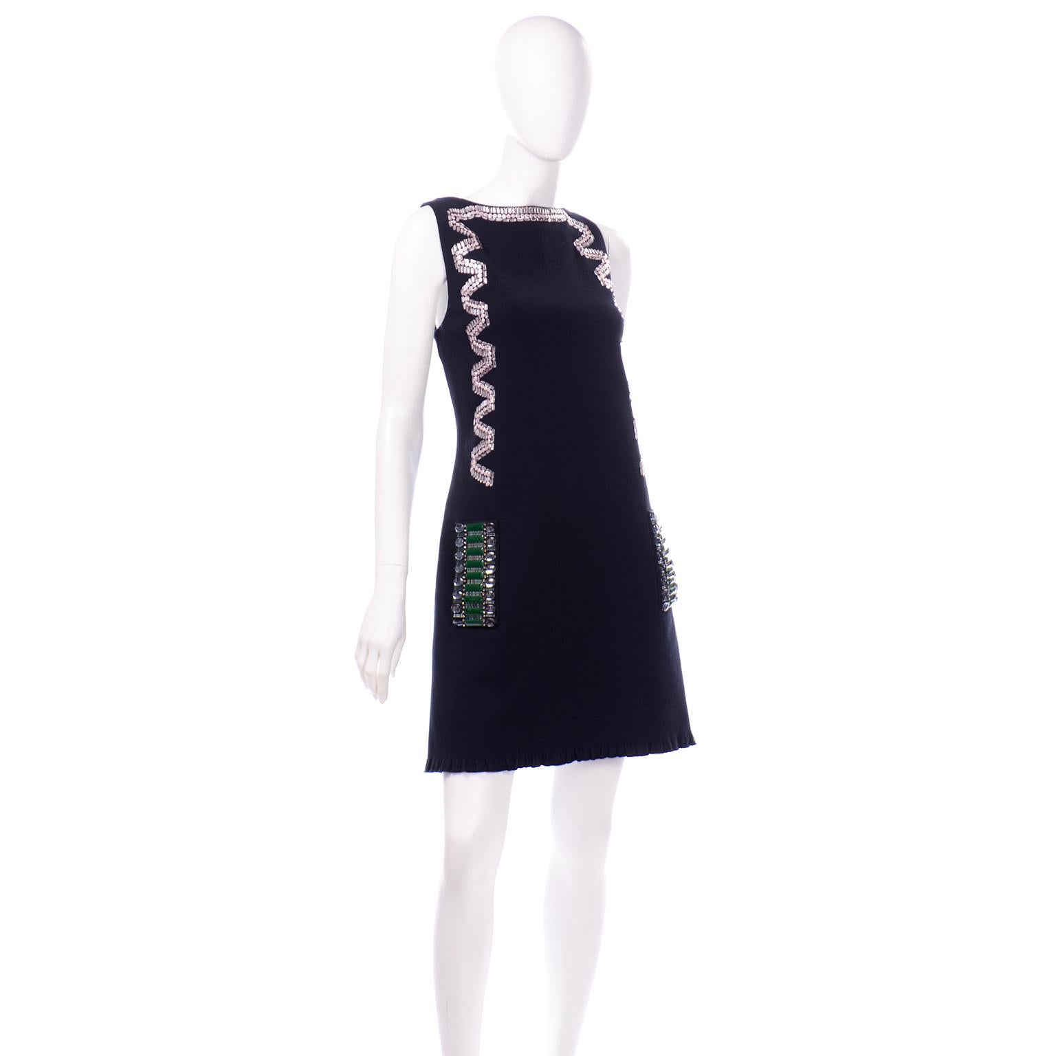 Black Alber Elbaz Lanvin Resort 2015 Midnight Blue Sleeveless Dress With Rhinestones